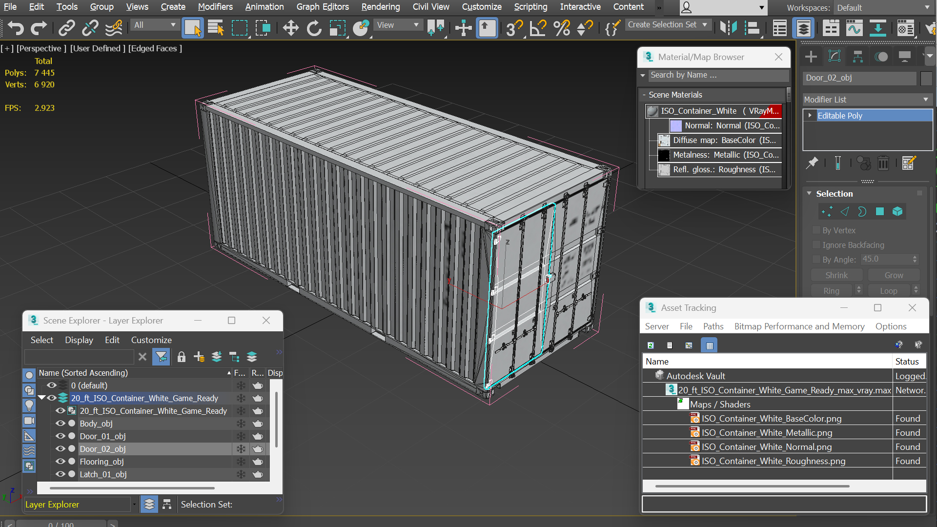 20 ft ISO Container White Game Ready - view 9