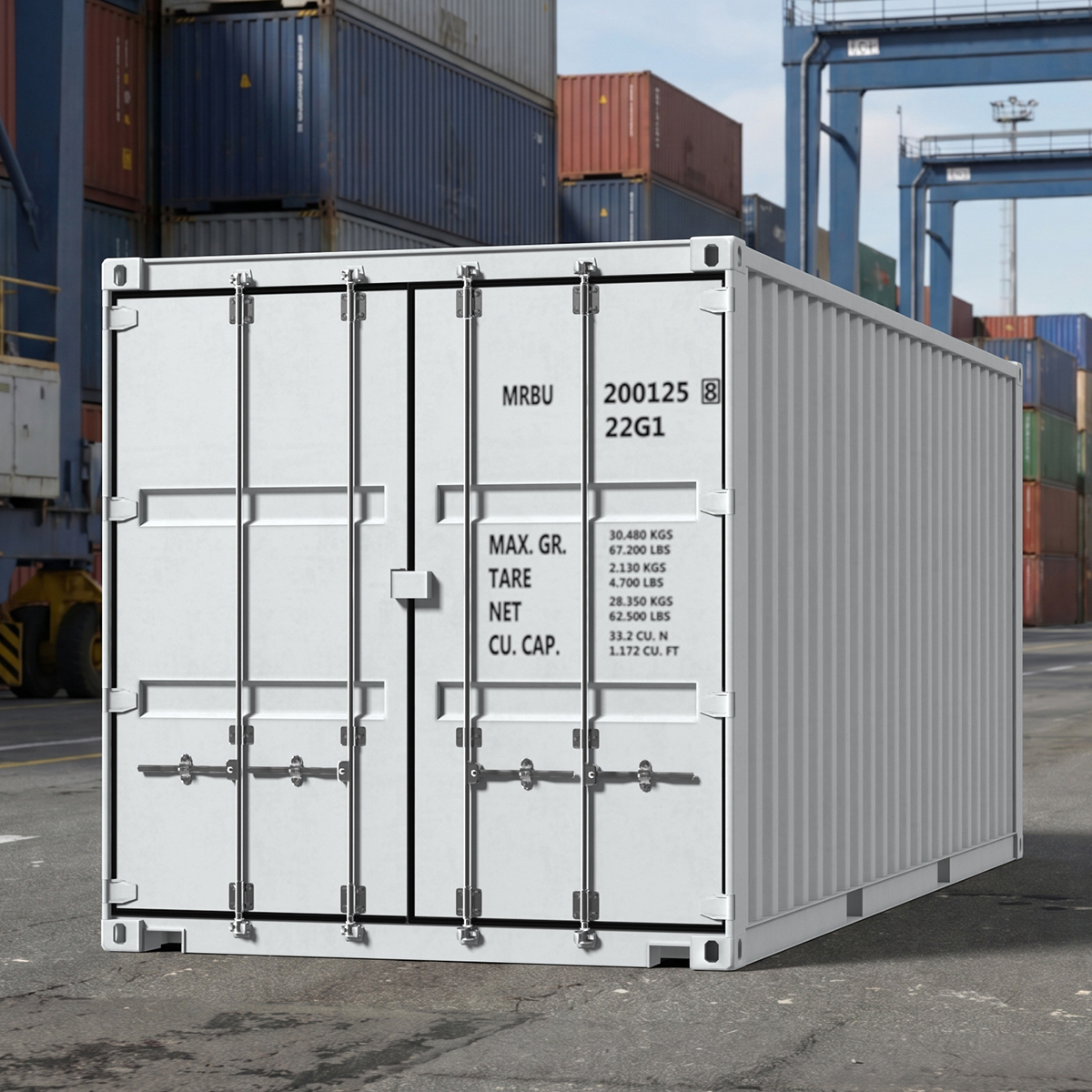 20 ft ISO Container White Game Ready 3D model preview