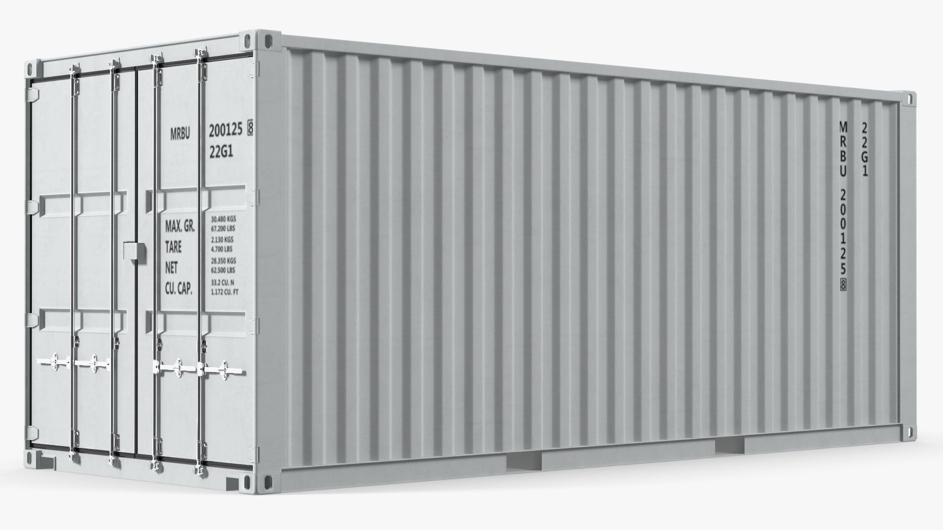 20 ft ISO Container White Game Ready - view 5