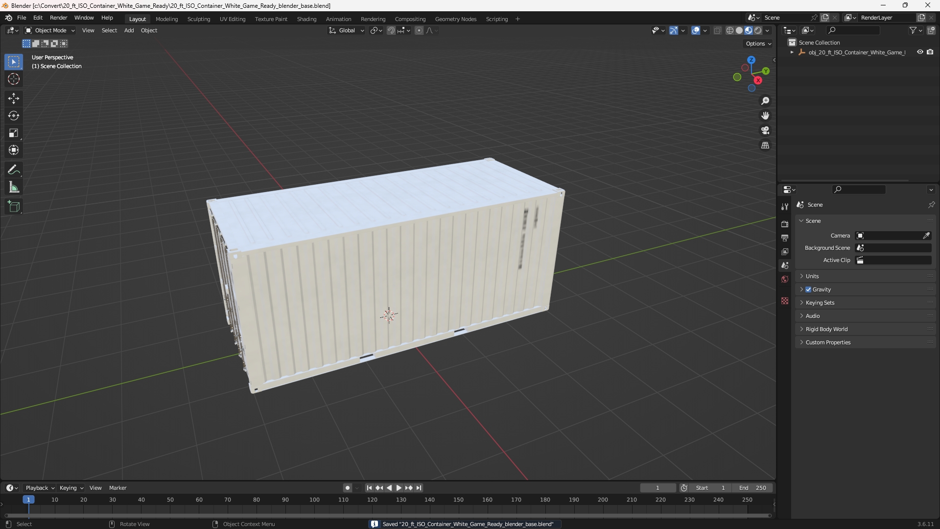 20 ft ISO Container White Game Ready - view 10
