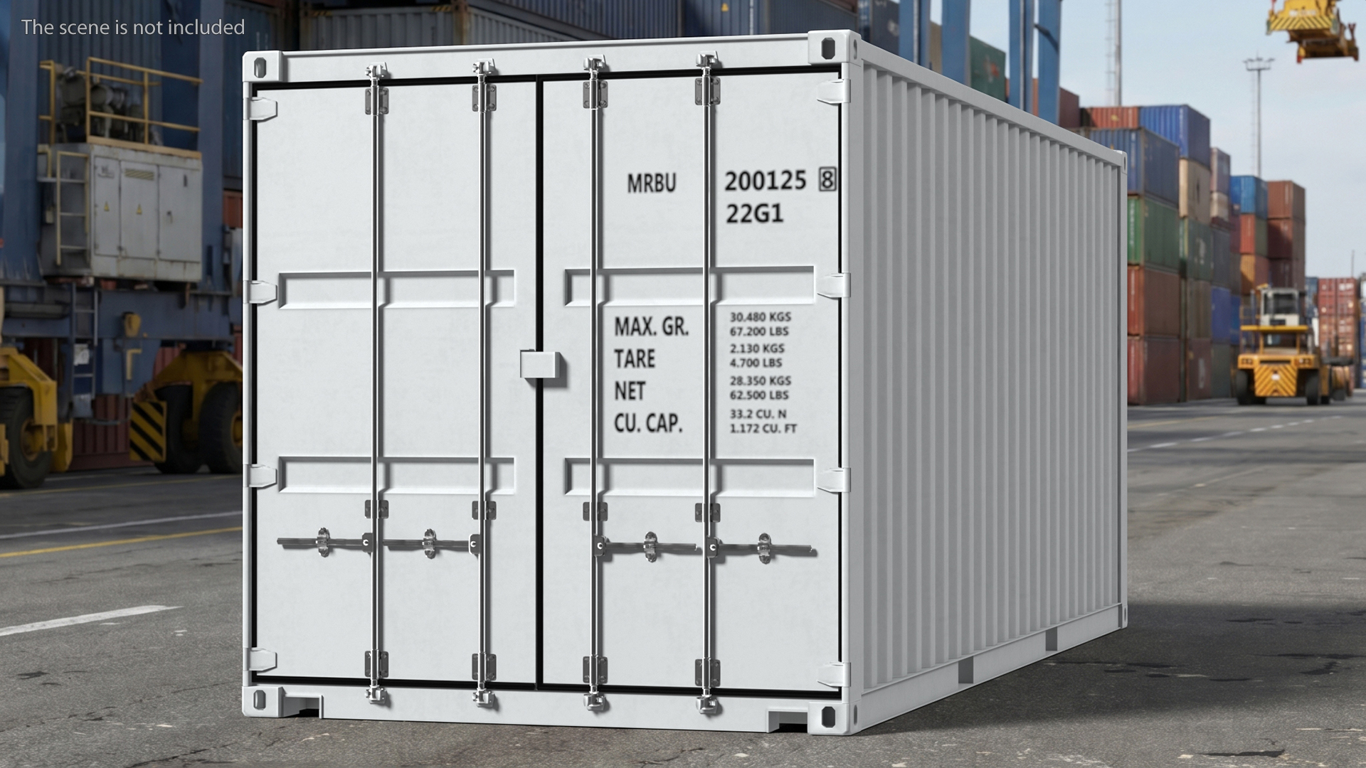 20 ft ISO Container White Game Ready - view 2