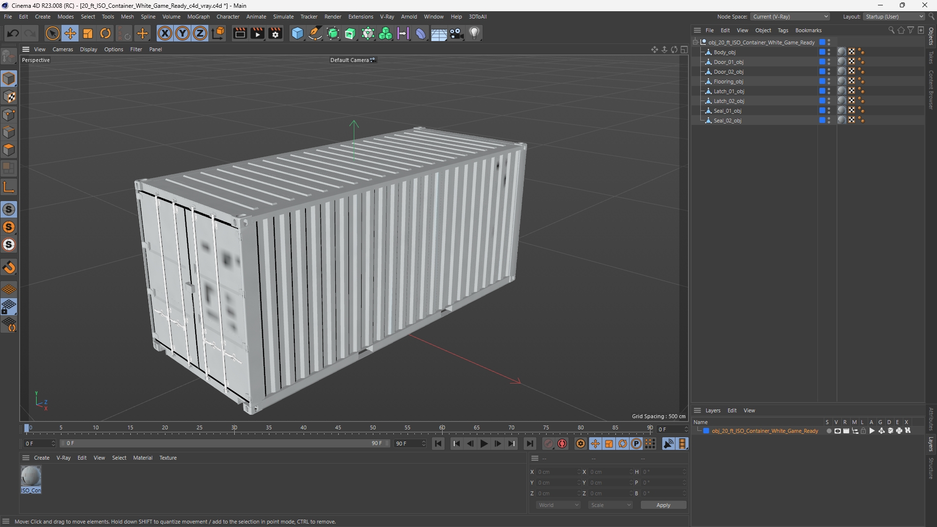 20 ft ISO Container White Game Ready - view 12