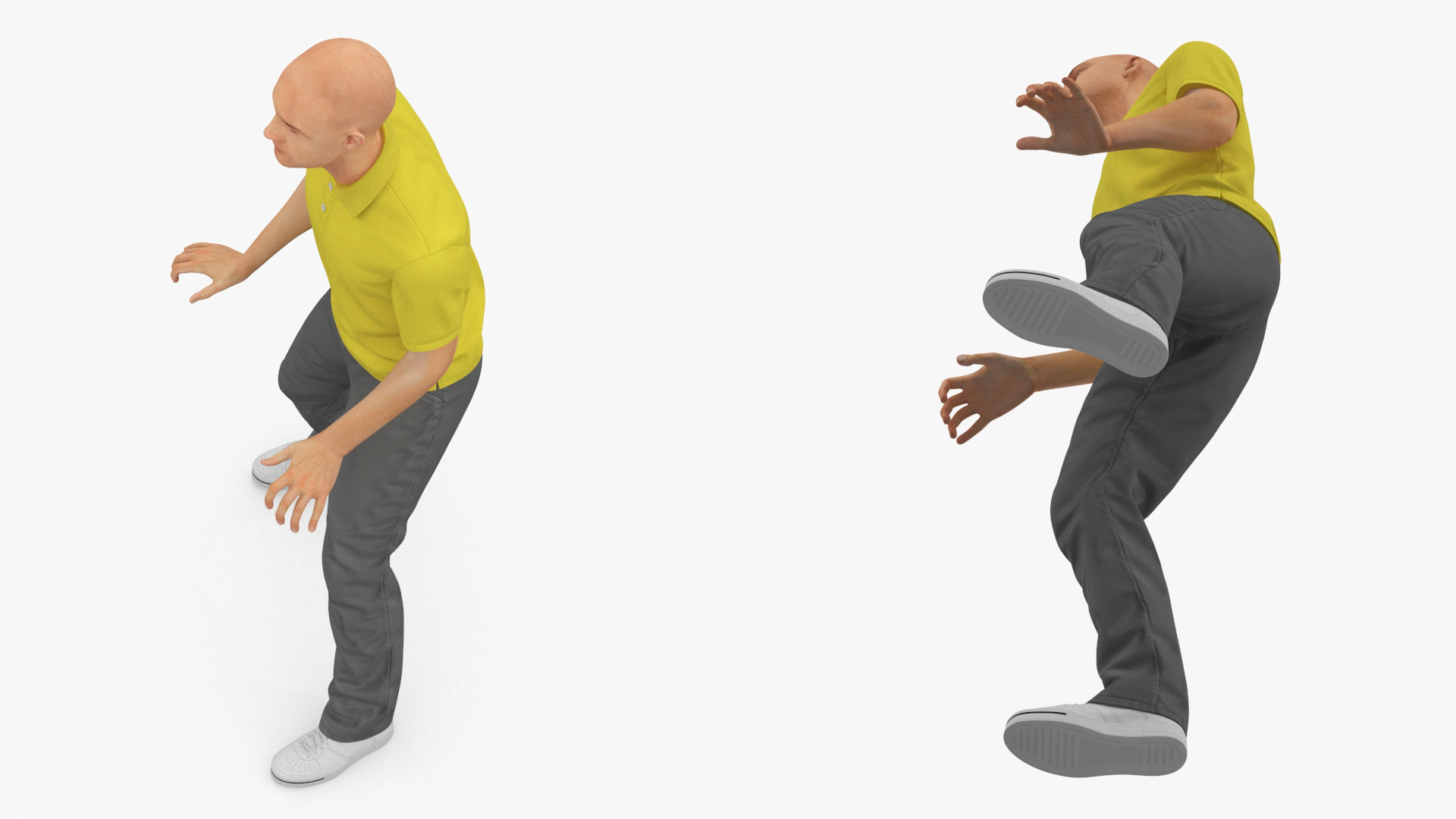 3D Delivery Man on Retro Scooter Standing model