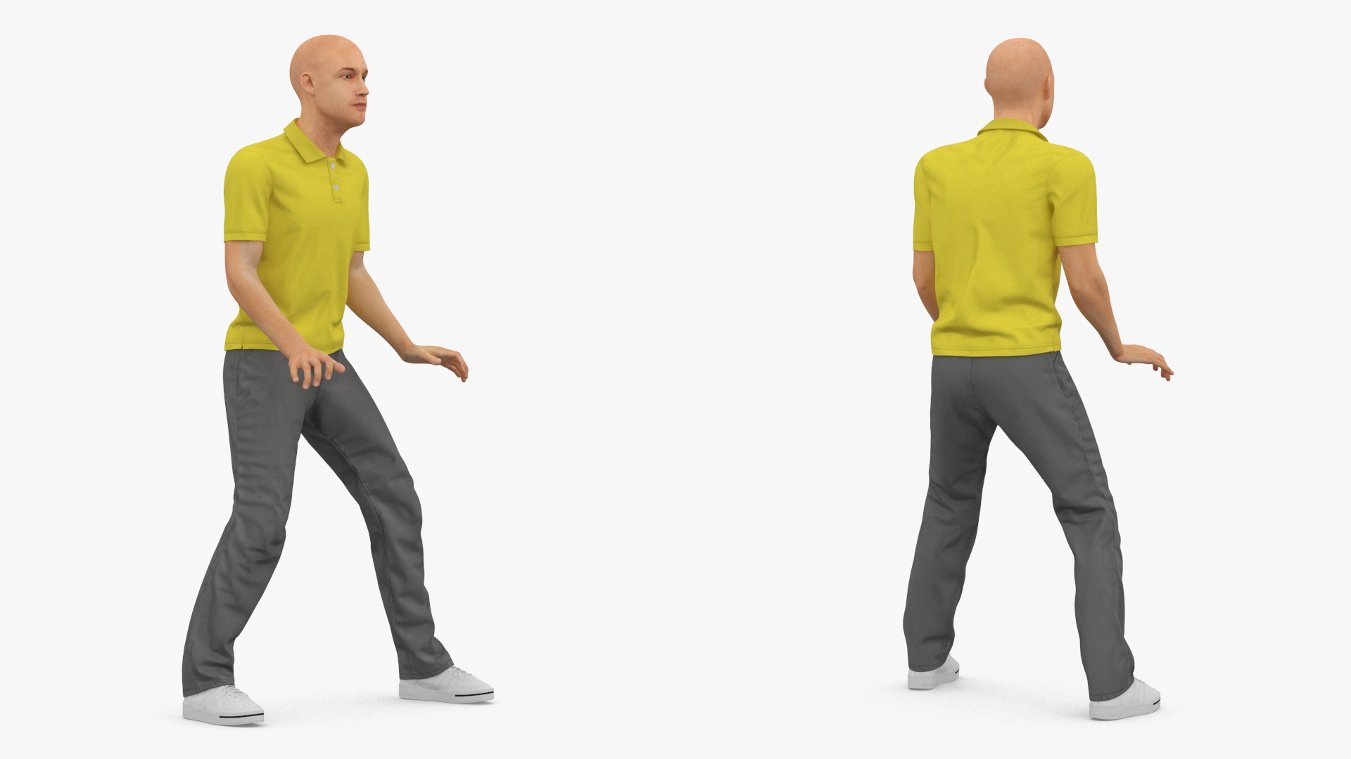 3D Delivery Man on Retro Scooter Standing model