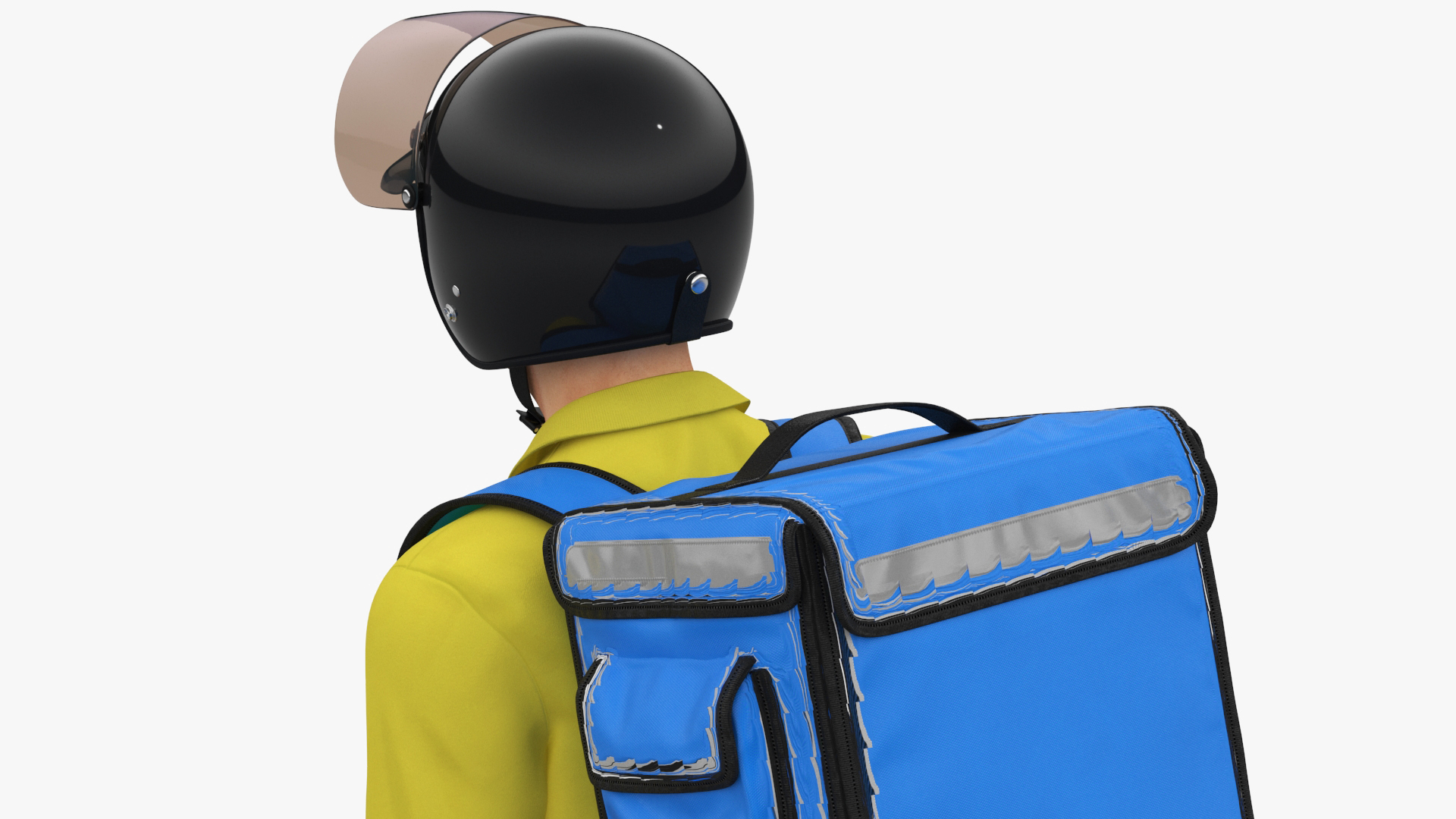 3D Delivery Man on Retro Scooter Standing model