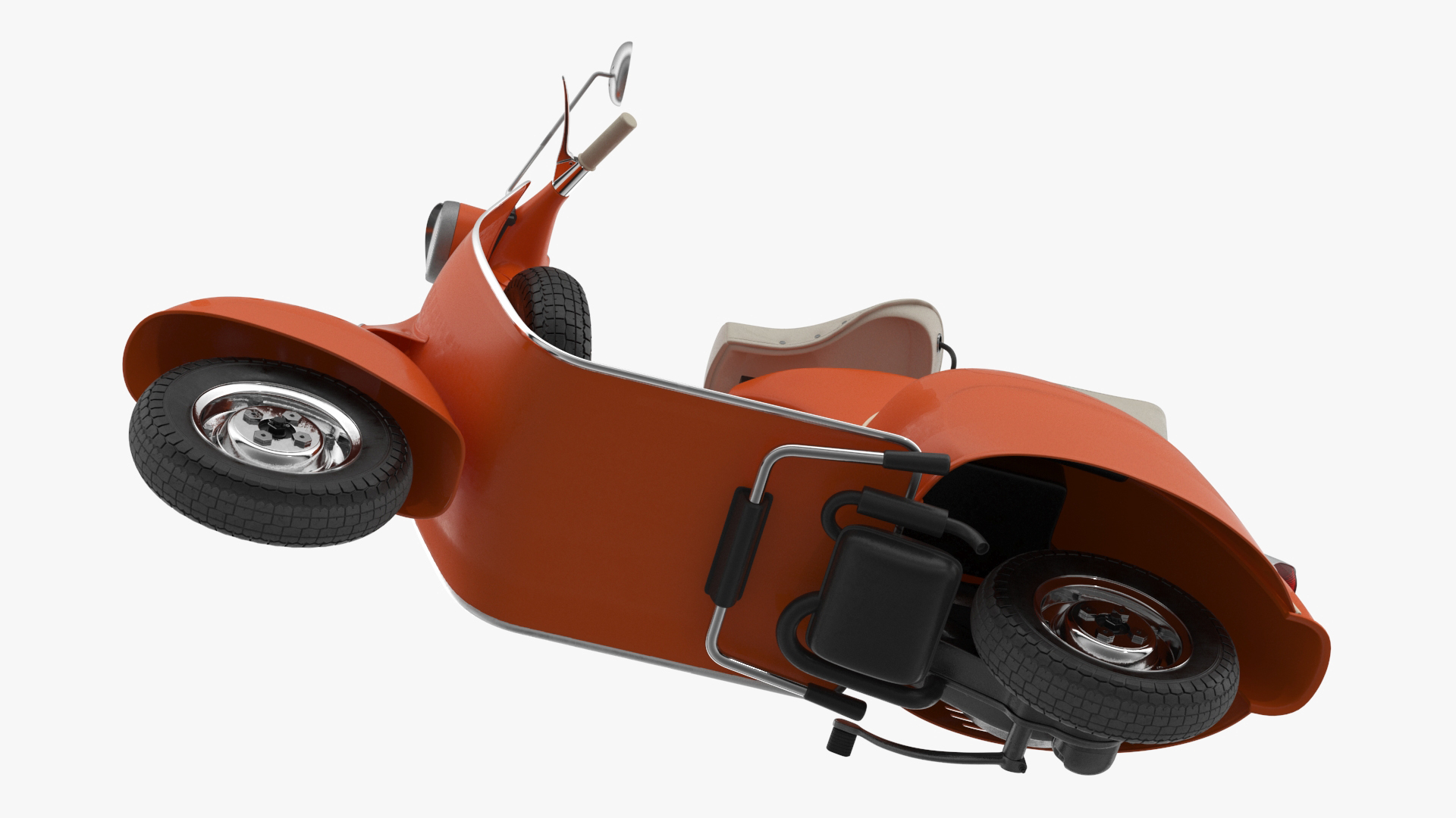 3D Delivery Man on Retro Scooter Standing model