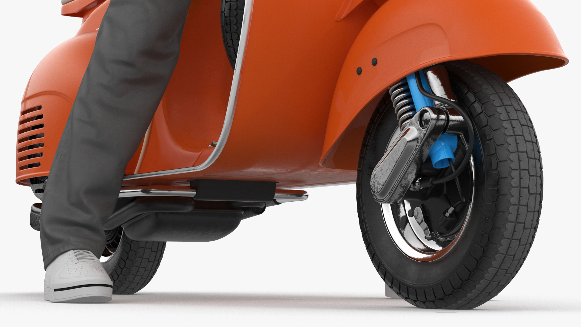 3D Delivery Man on Retro Scooter Standing model
