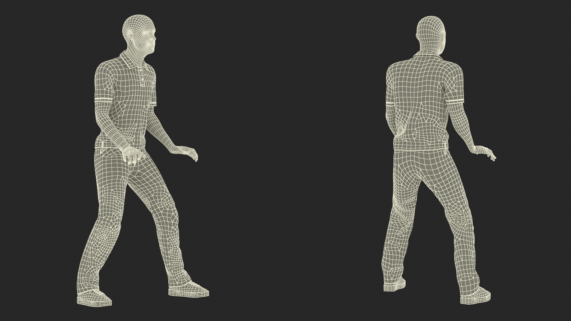 3D Delivery Man on Retro Scooter Standing model