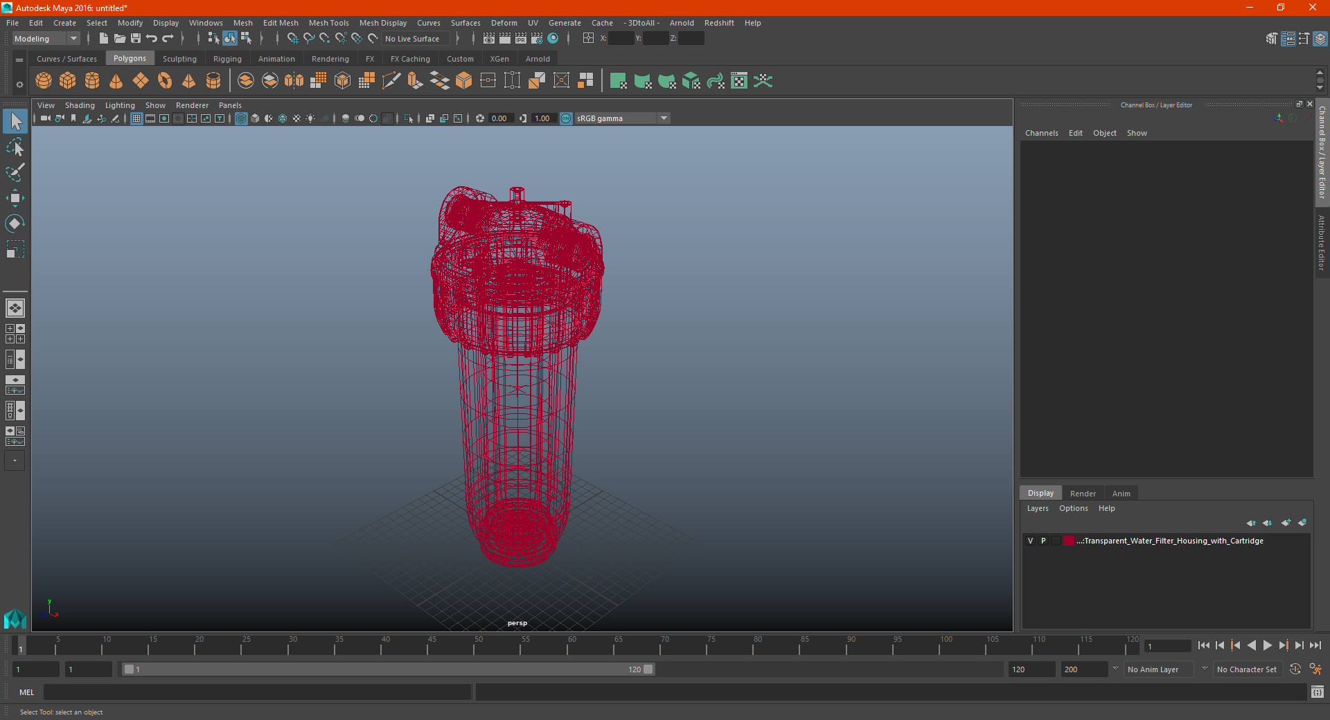 Transparent Water Filter Housing with Cartridge 3D