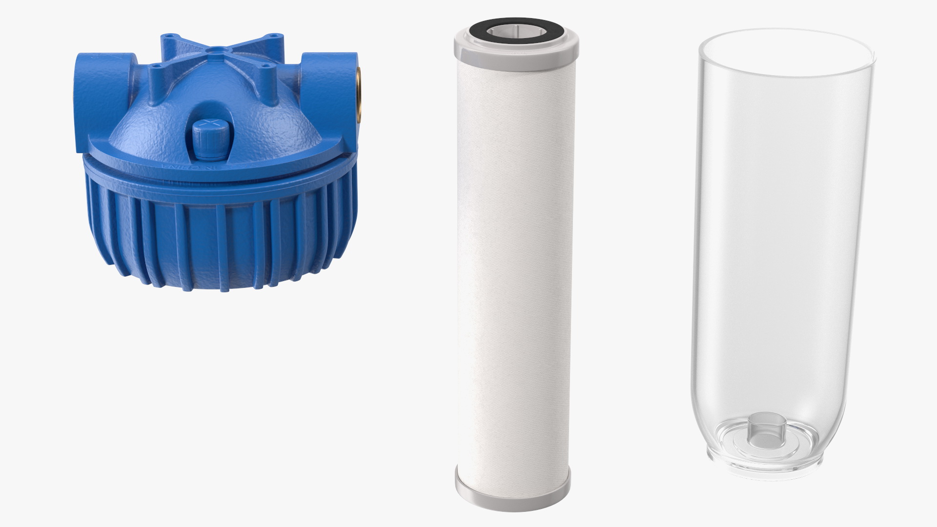 Transparent Water Filter Housing with Cartridge 3D