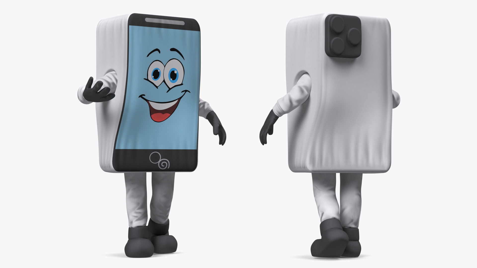 3D model Mascot Character IPhone White Rigged for Maya