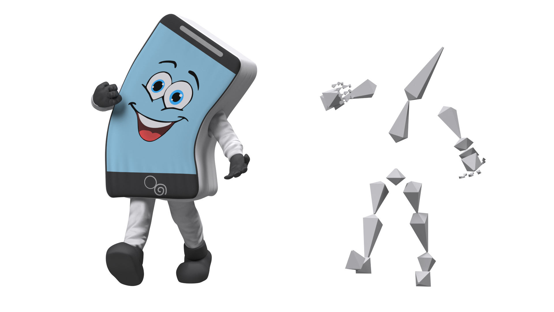 3D model Mascot Character IPhone White Rigged for Maya