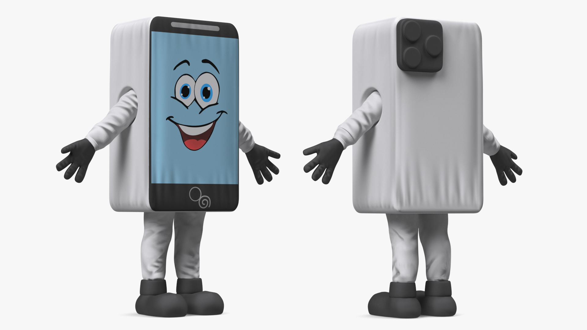 3D model Mascot Character IPhone White Rigged for Maya