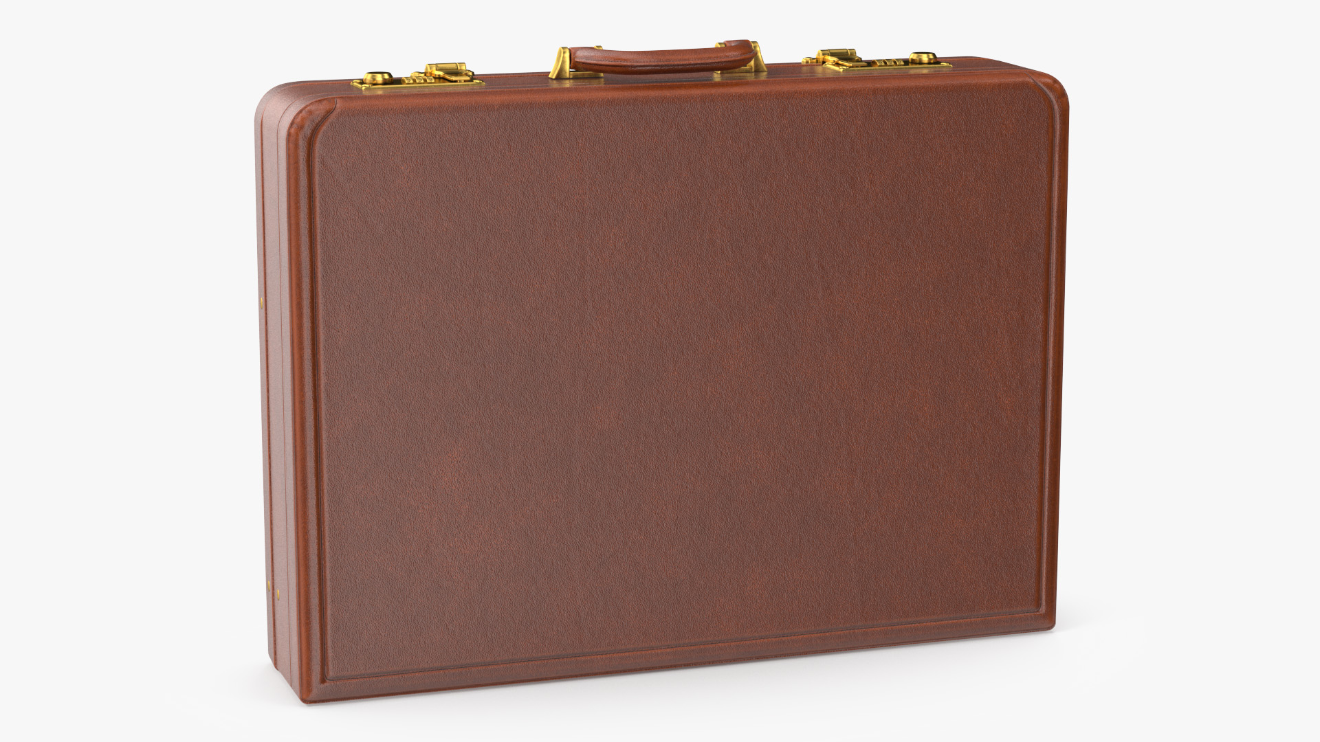 3D Hard Attache Leather Briefcase Brown
