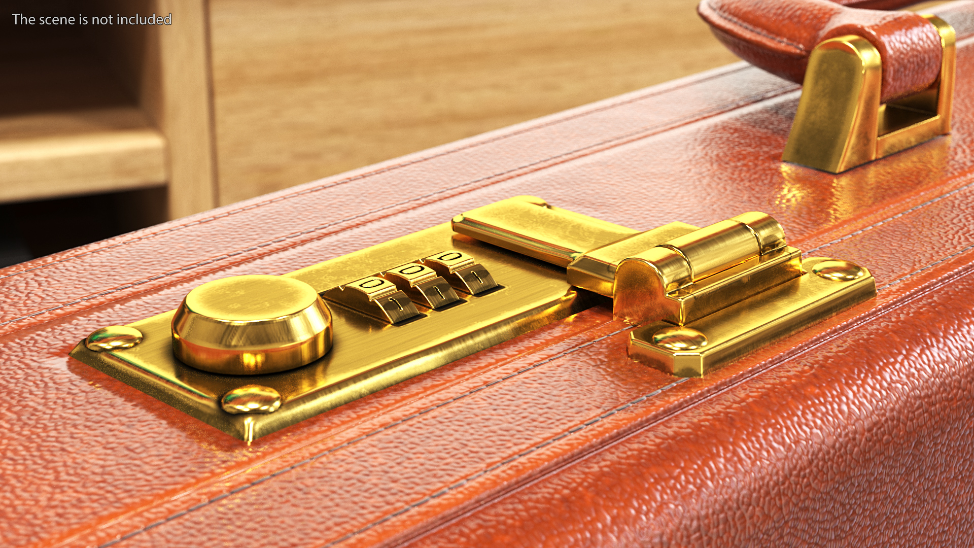 3D Hard Attache Leather Briefcase Brown