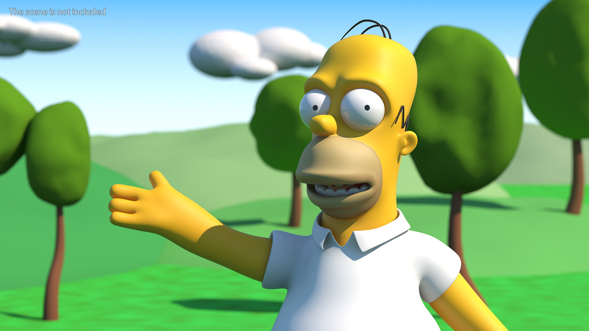 3D Cartoon Character Homer Simpson Waving Pose model