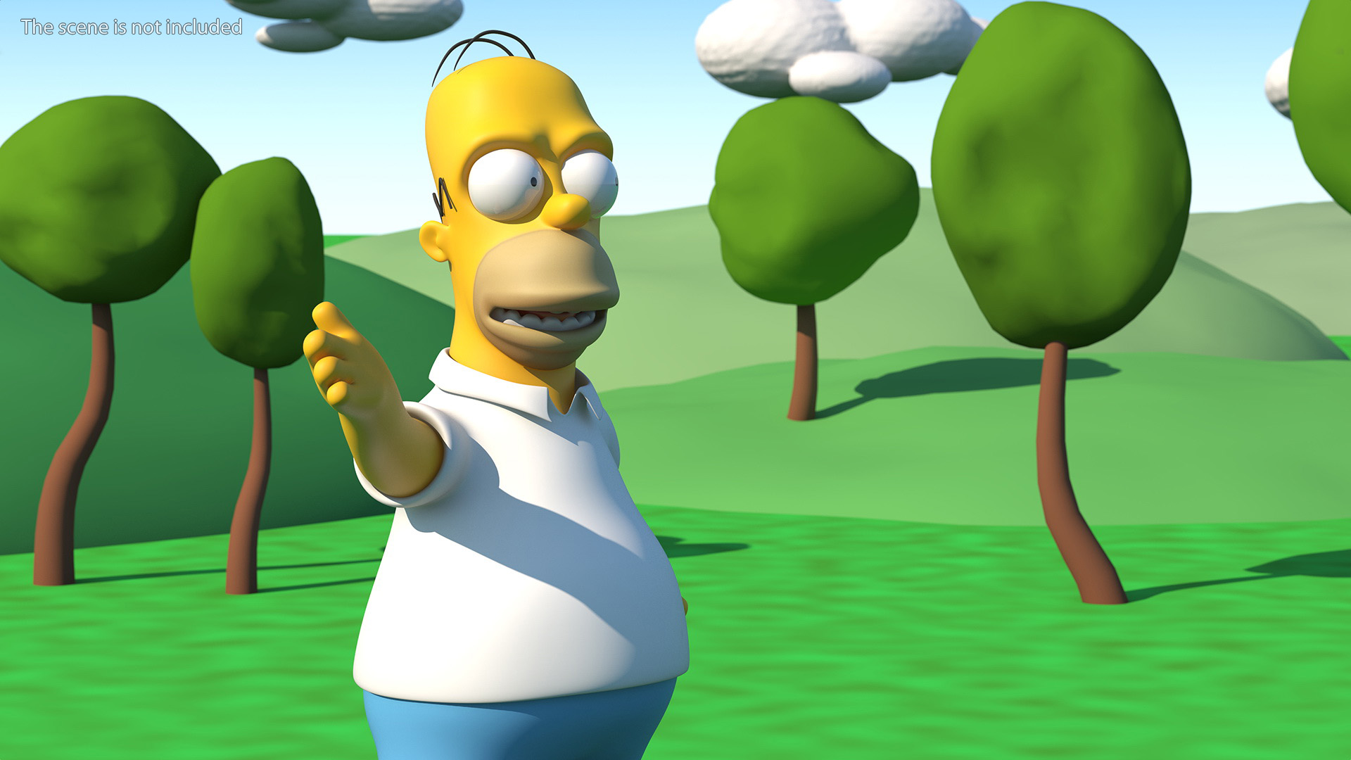 3D Cartoon Character Homer Simpson Waving Pose model