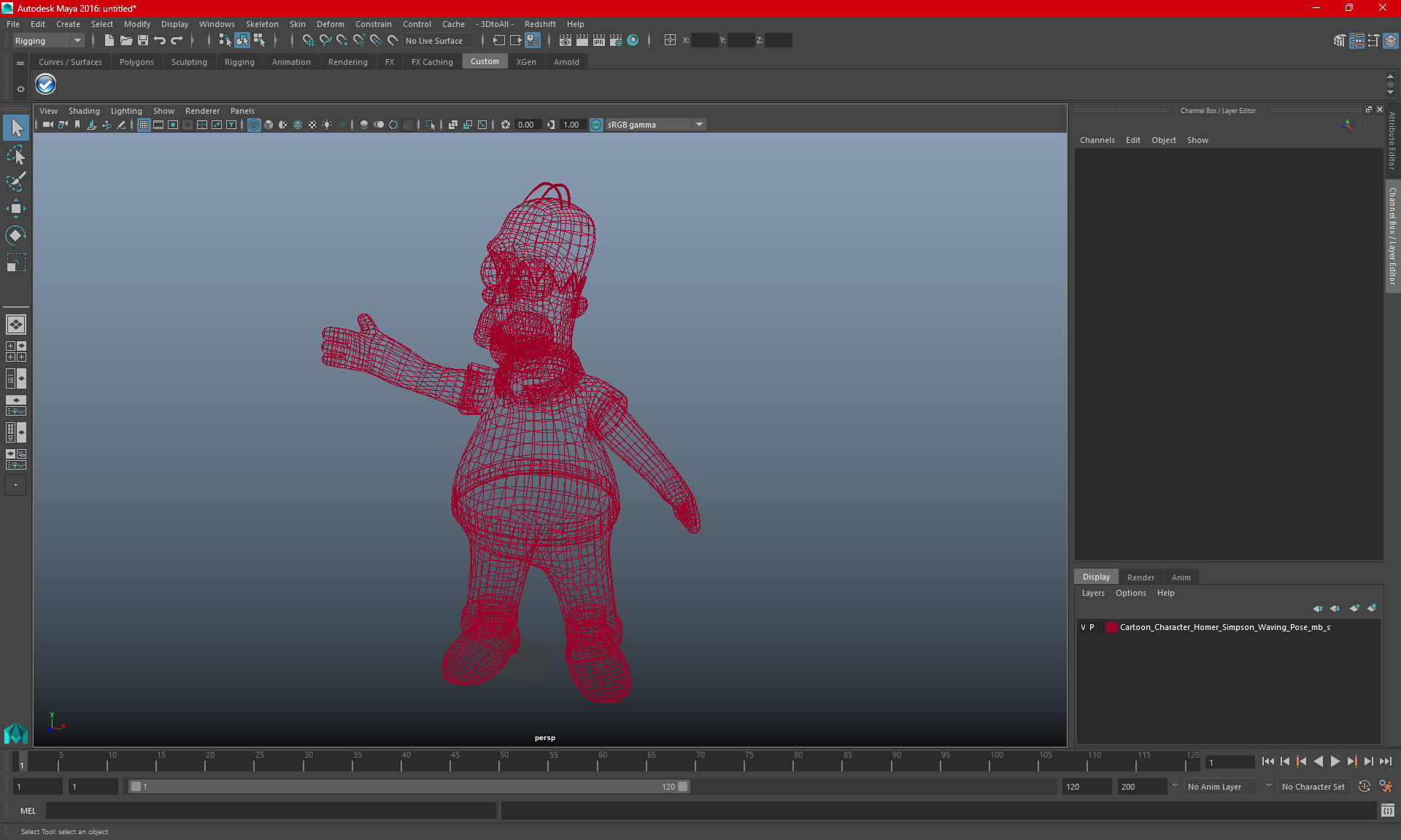 3D Cartoon Character Homer Simpson Waving Pose model