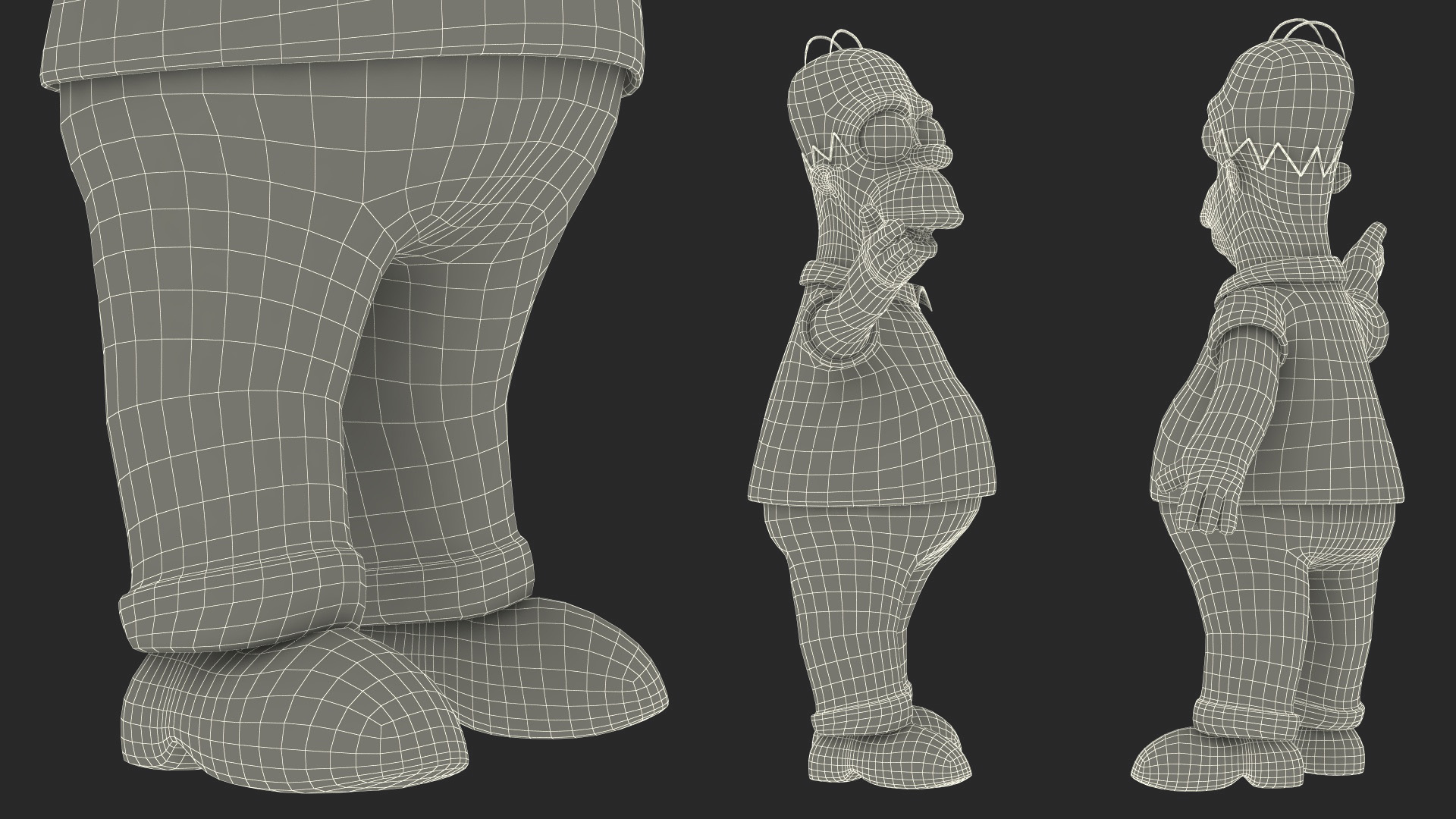3D Cartoon Character Homer Simpson Waving Pose model