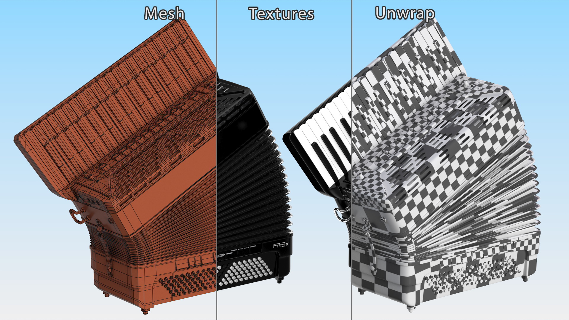 3D model Digital Accordion Roland FR3-X