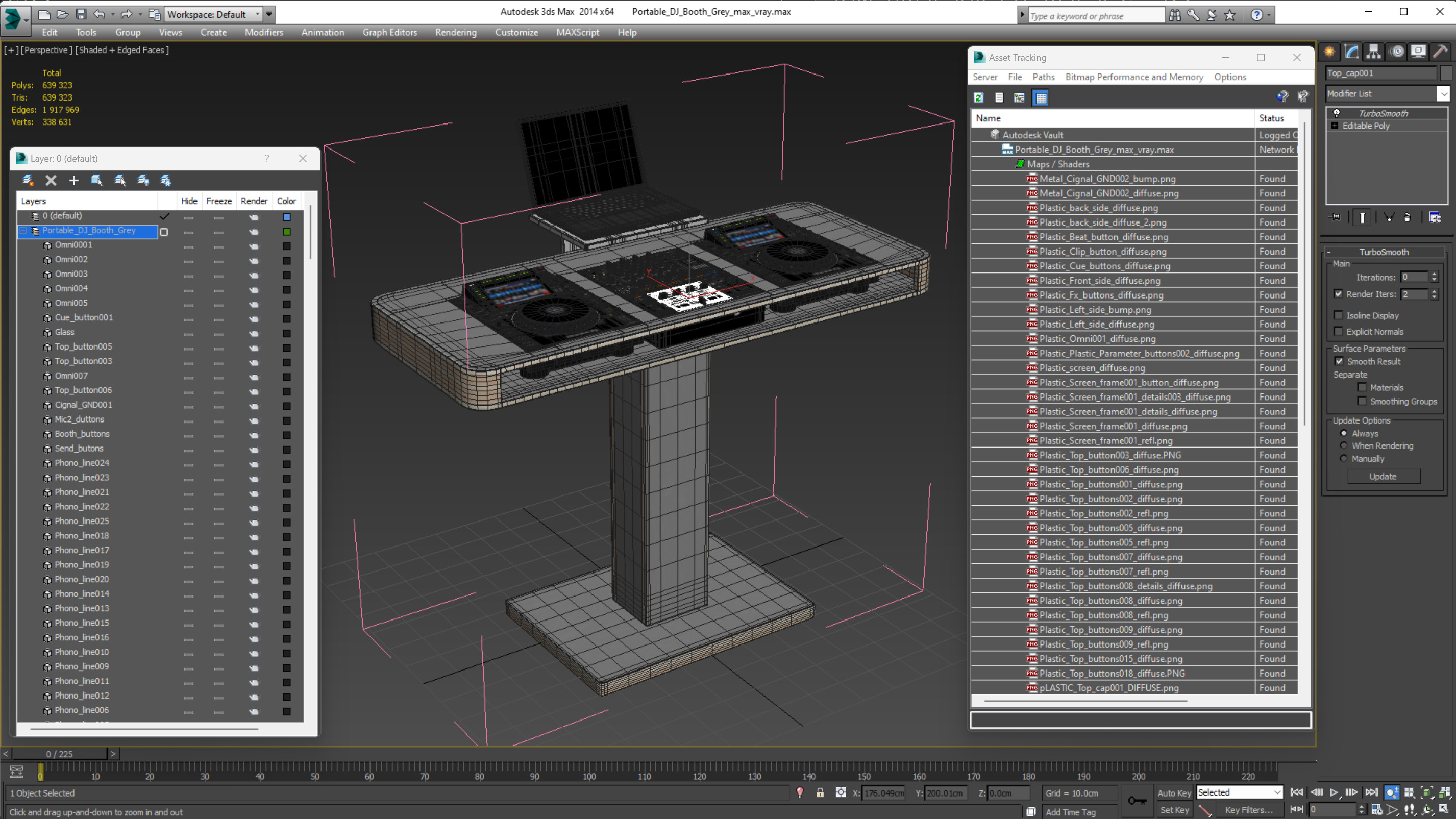 Portable DJ Booth Grey 3D