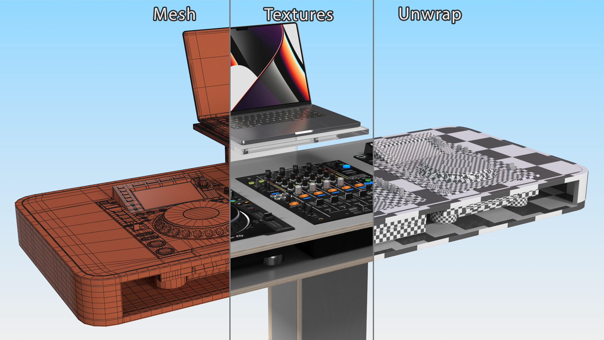 Portable DJ Booth Grey 3D