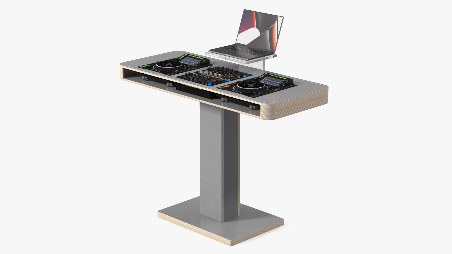 Portable DJ Booth Grey 3D