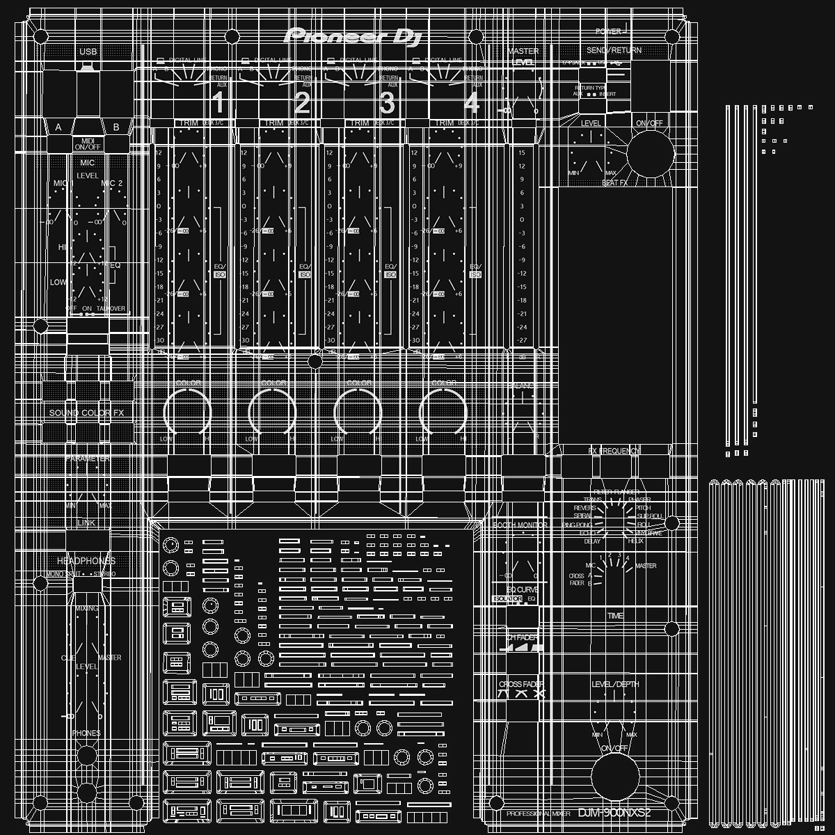 Portable DJ Booth Grey 3D