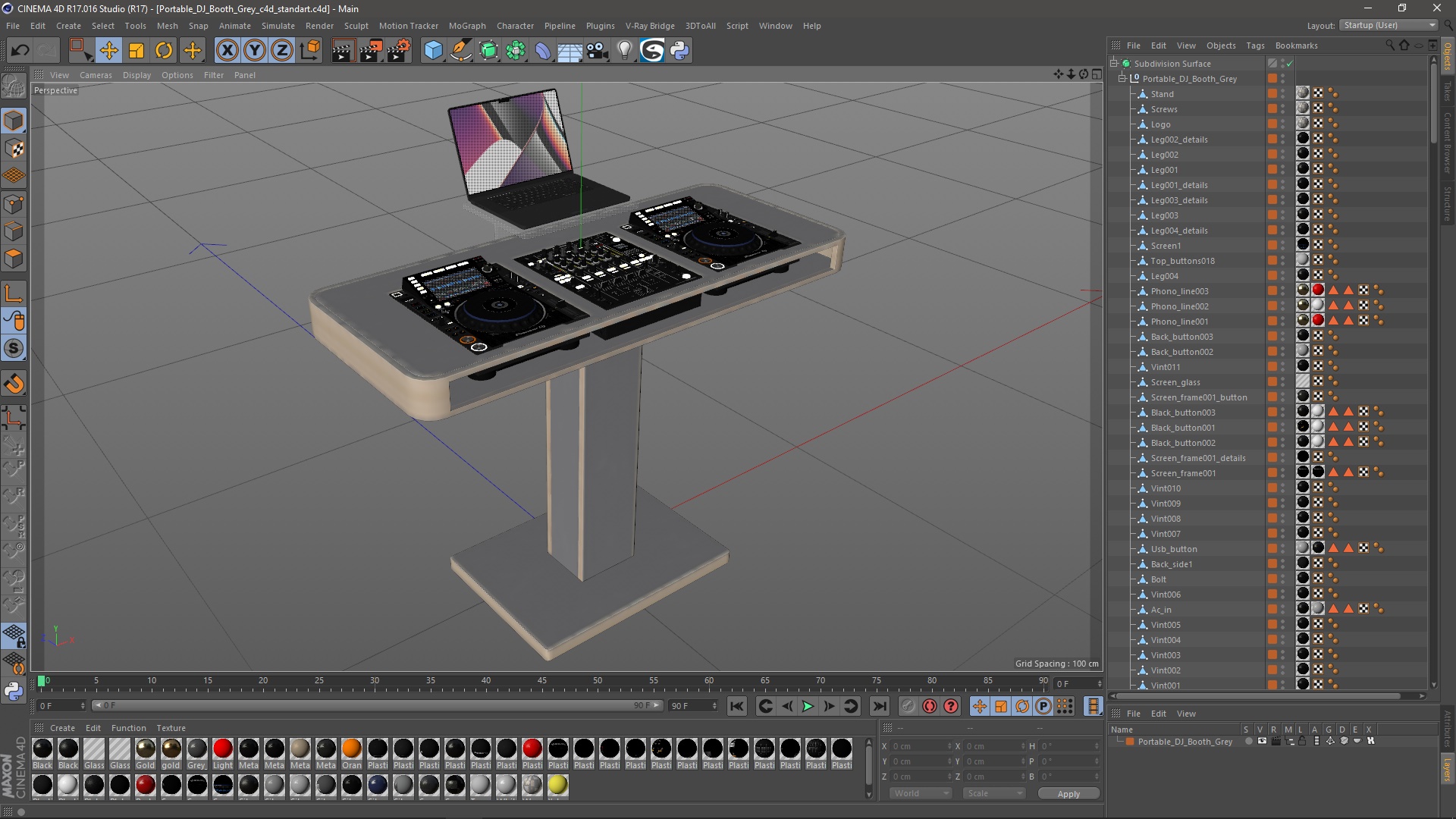 Portable DJ Booth Grey 3D