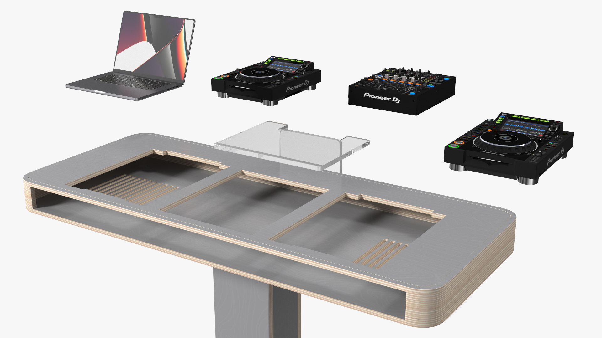 Portable DJ Booth Grey 3D