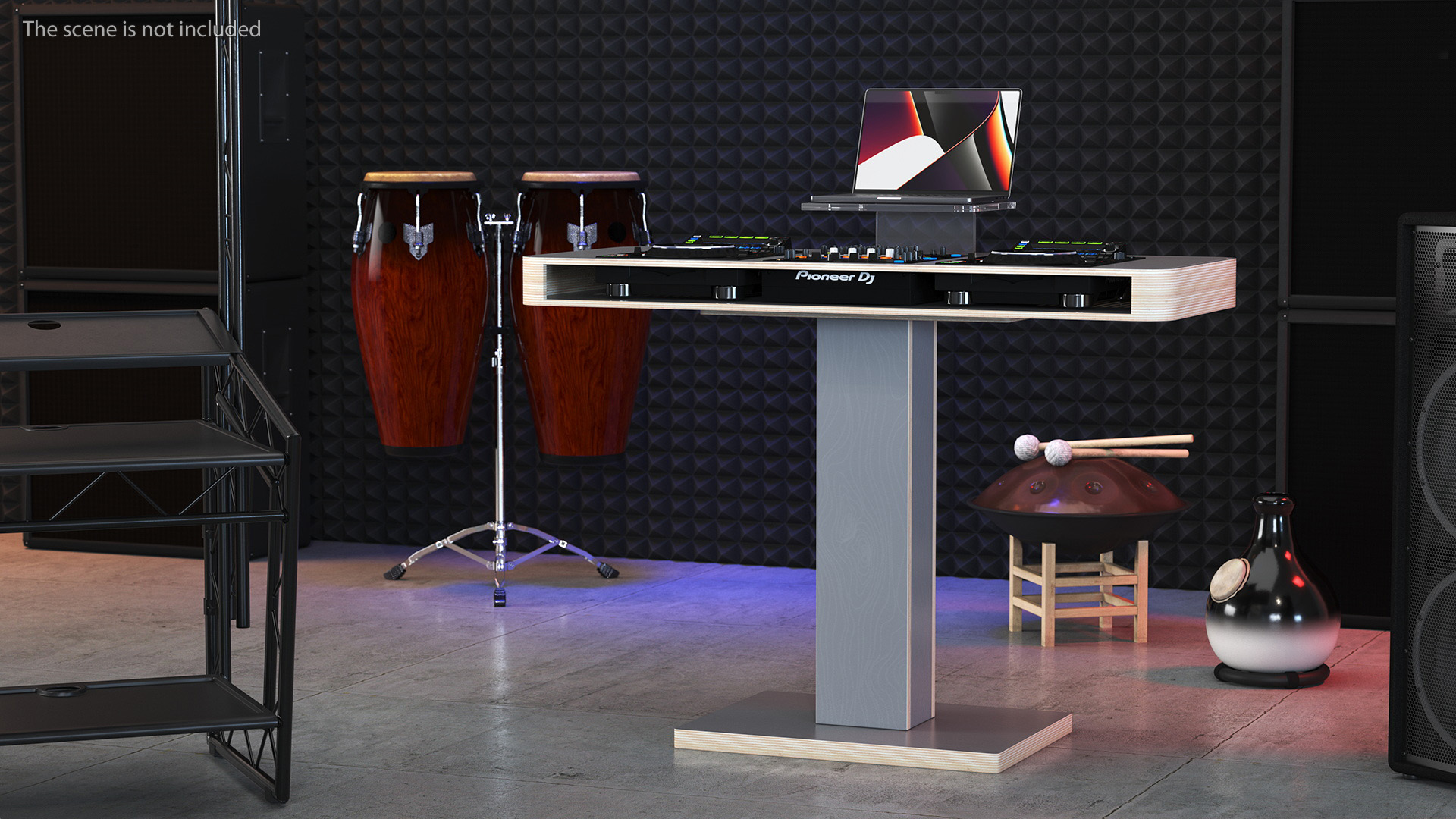 Portable DJ Booth Grey 3D