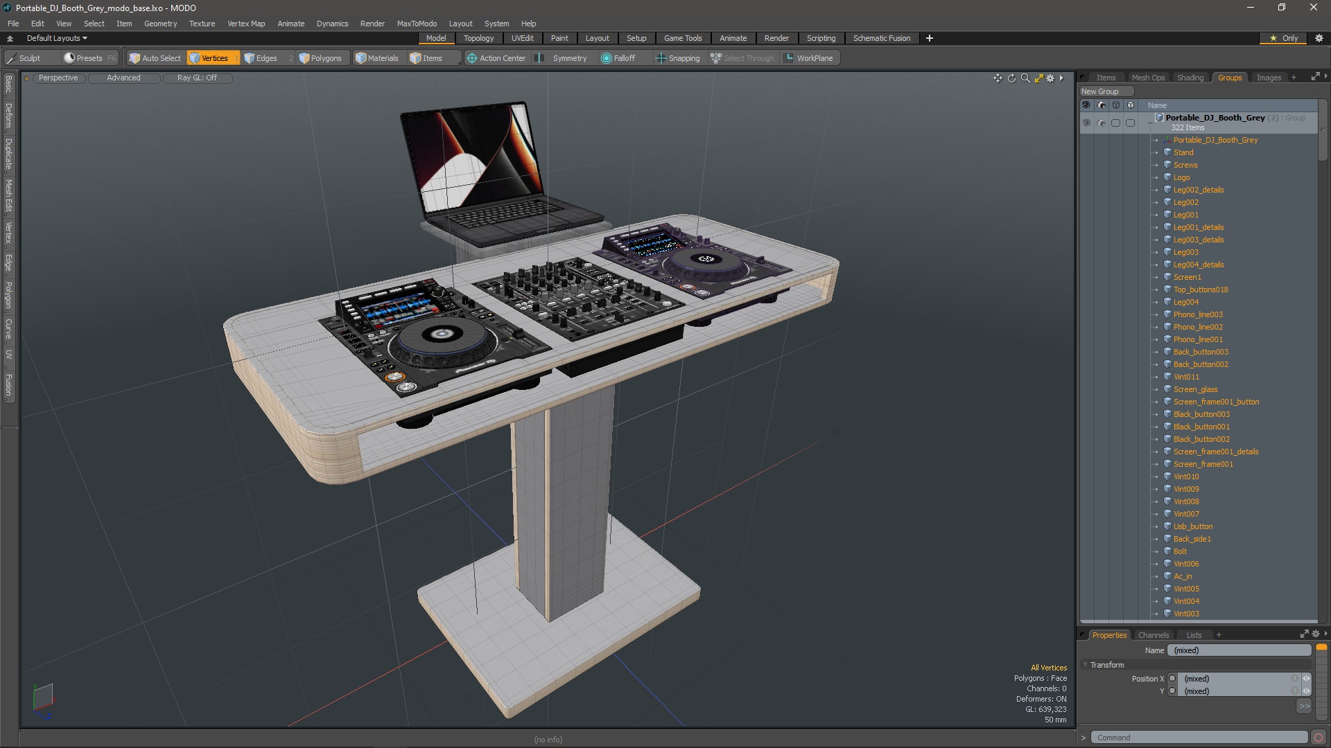 Portable DJ Booth Grey 3D