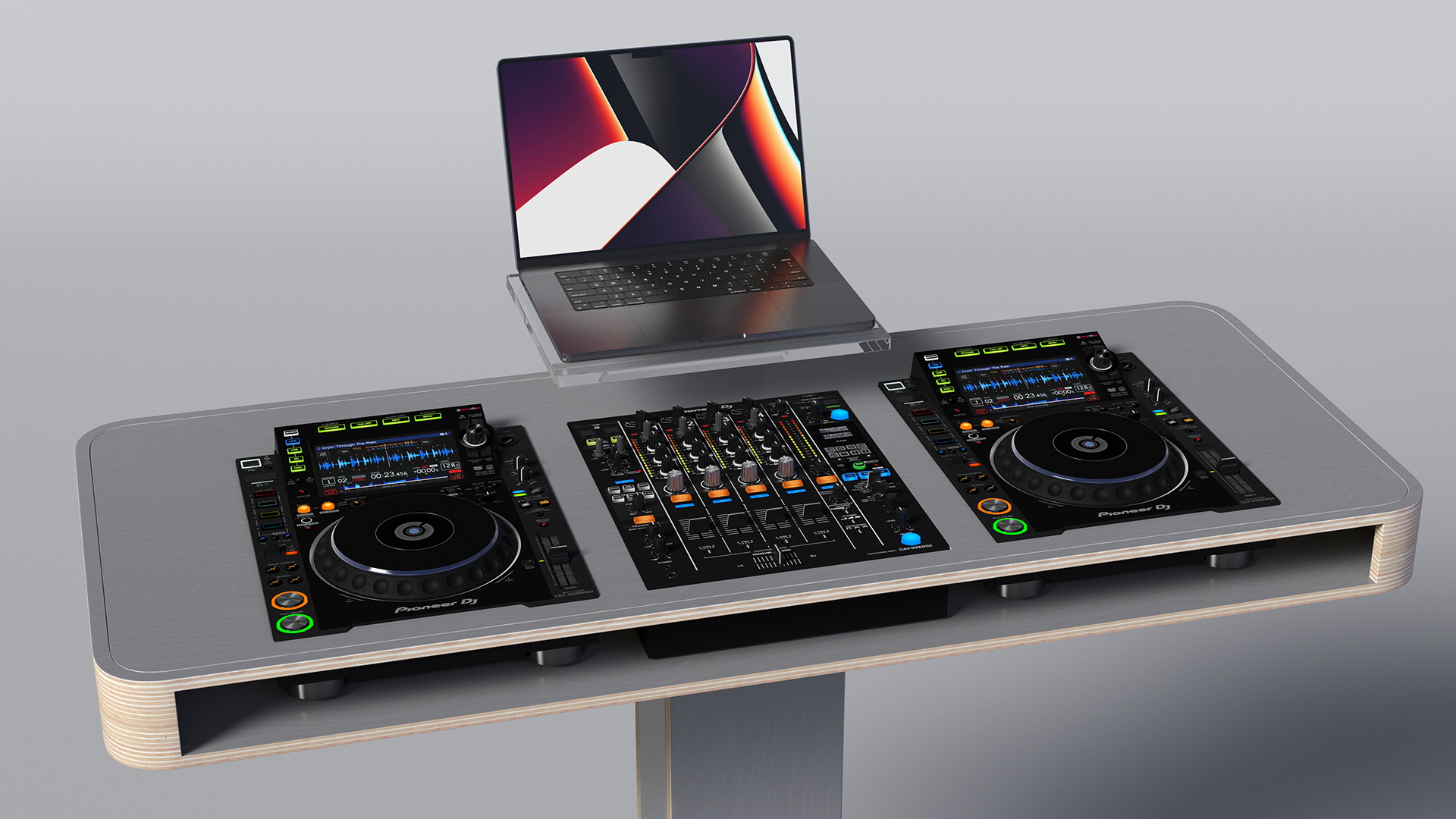 Portable DJ Booth Grey 3D