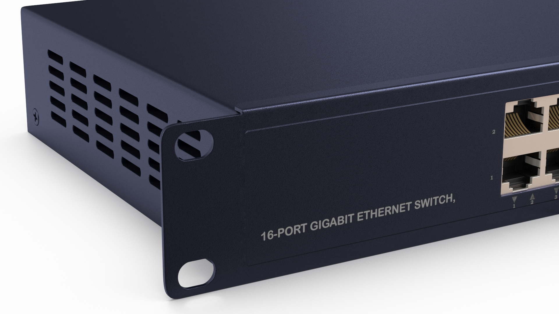 3D Desktop Network Switch 16 Ports Blue