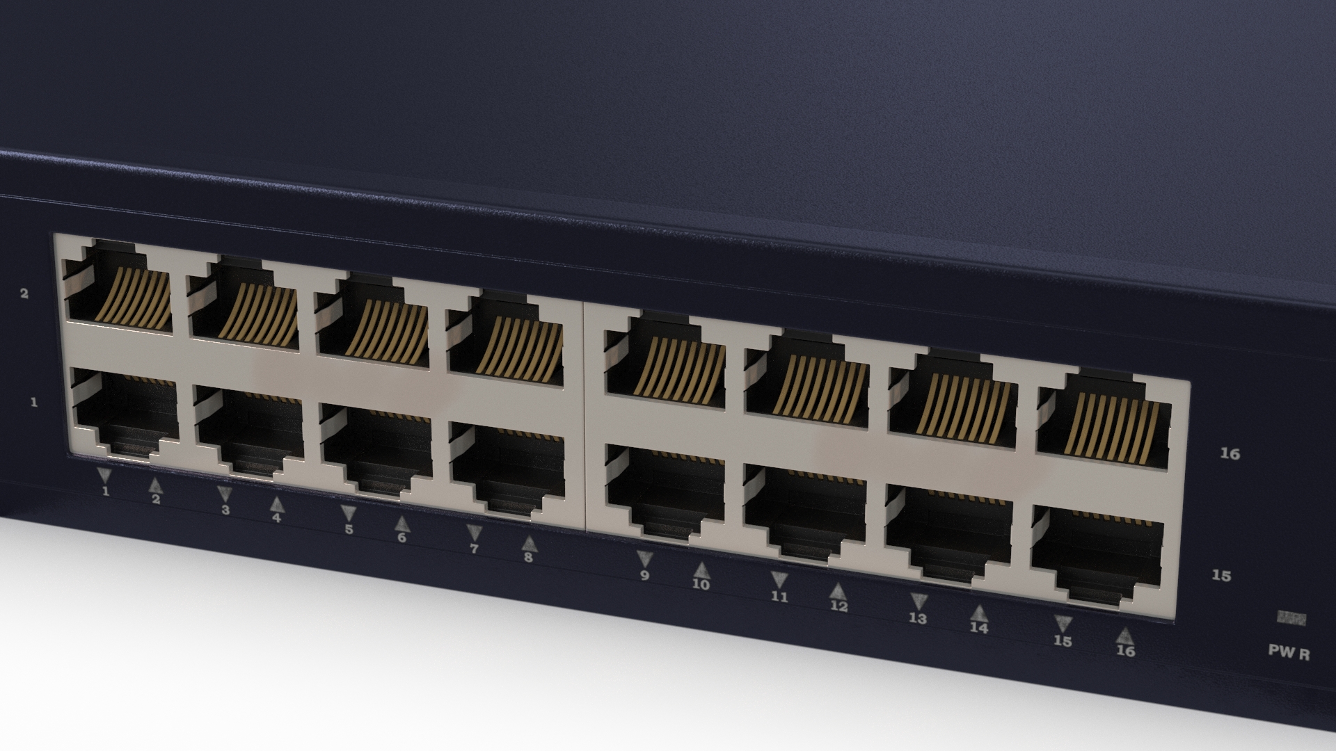 3D Desktop Network Switch 16 Ports Blue