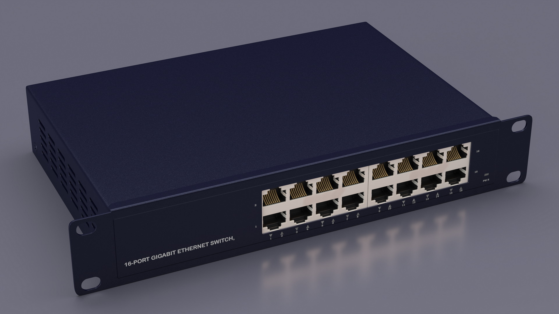 3D Desktop Network Switch 16 Ports Blue