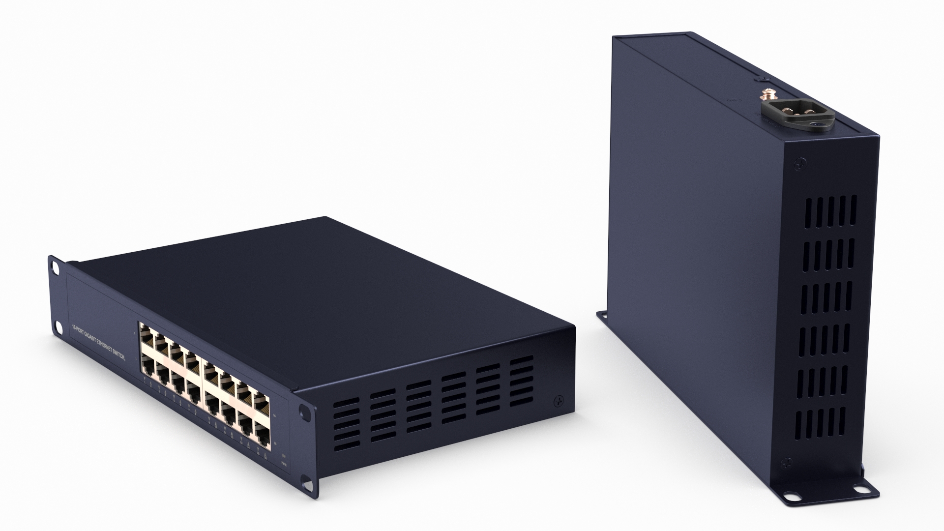 3D Desktop Network Switch 16 Ports Blue