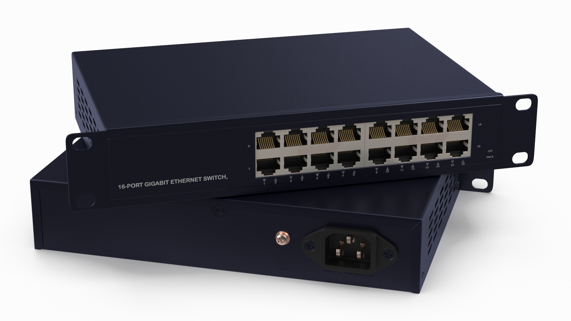 3D Desktop Network Switch 16 Ports Blue