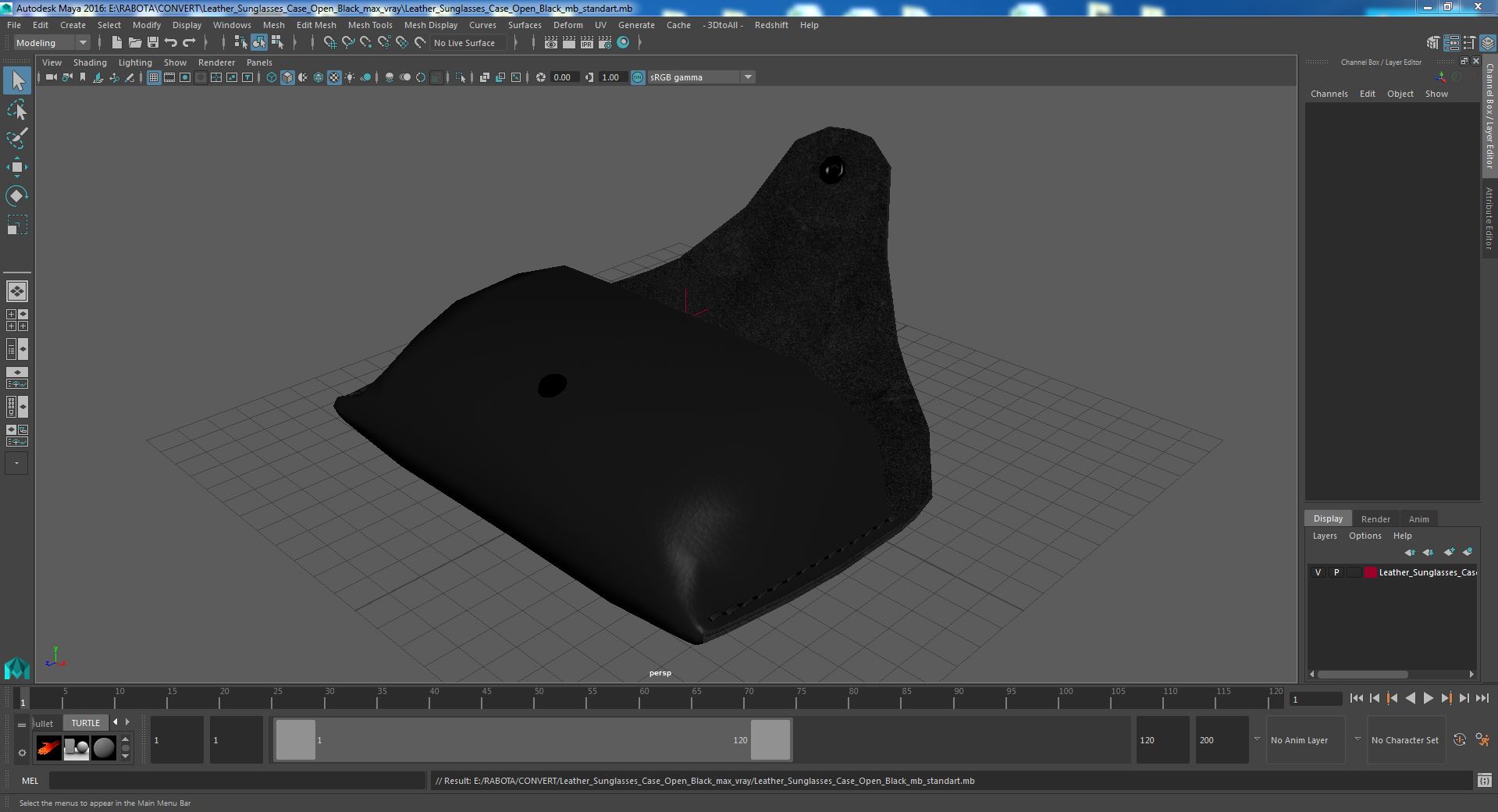 Leather Sunglasses Case Open Black 3D model