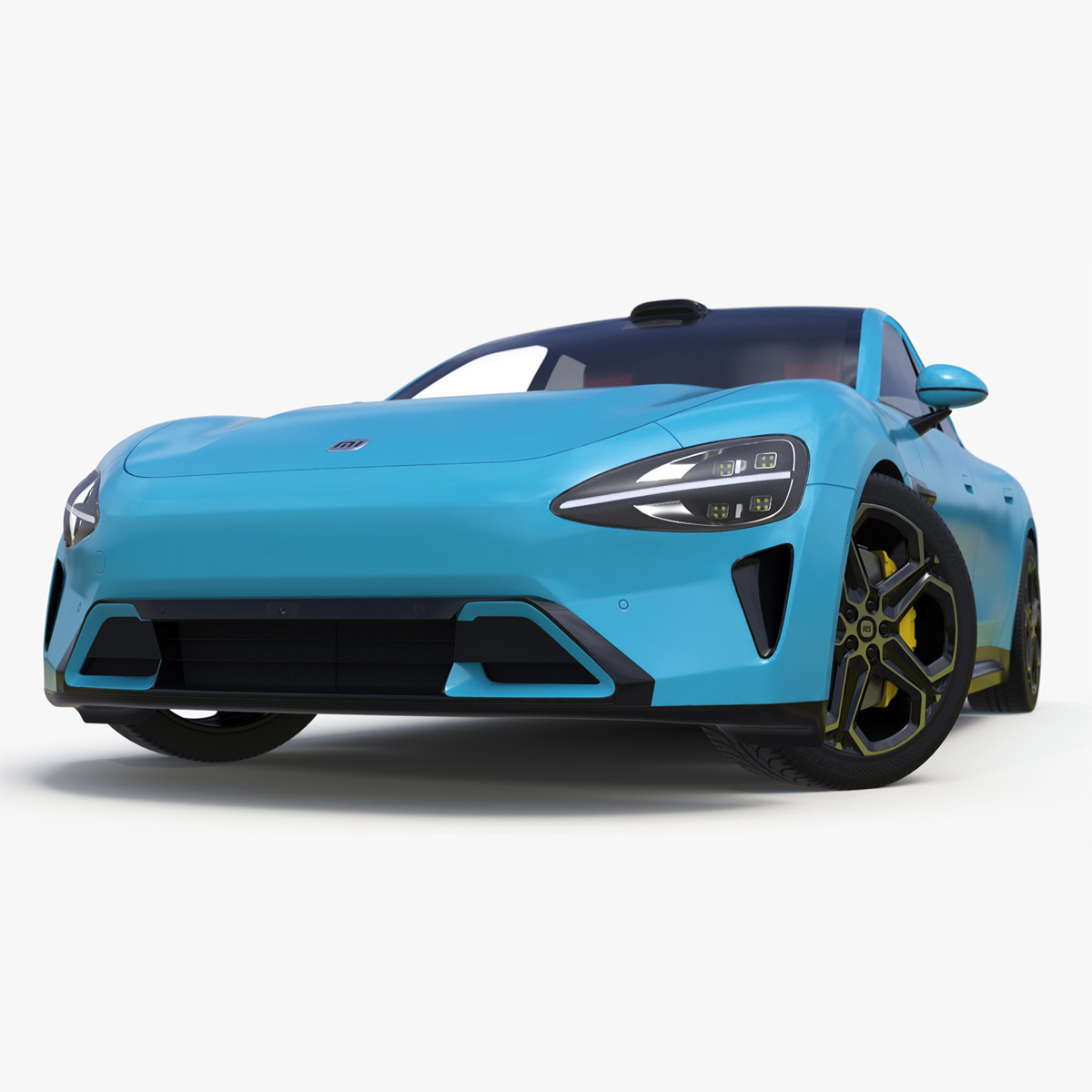 3D Electric Car Xiaomi SU7 EV Car 2023 Aqua Blue Rigged for Cinema 4D