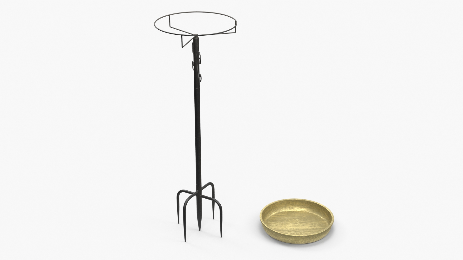 3D Birds Drink From A Birdbath In A Garden Gazebo
