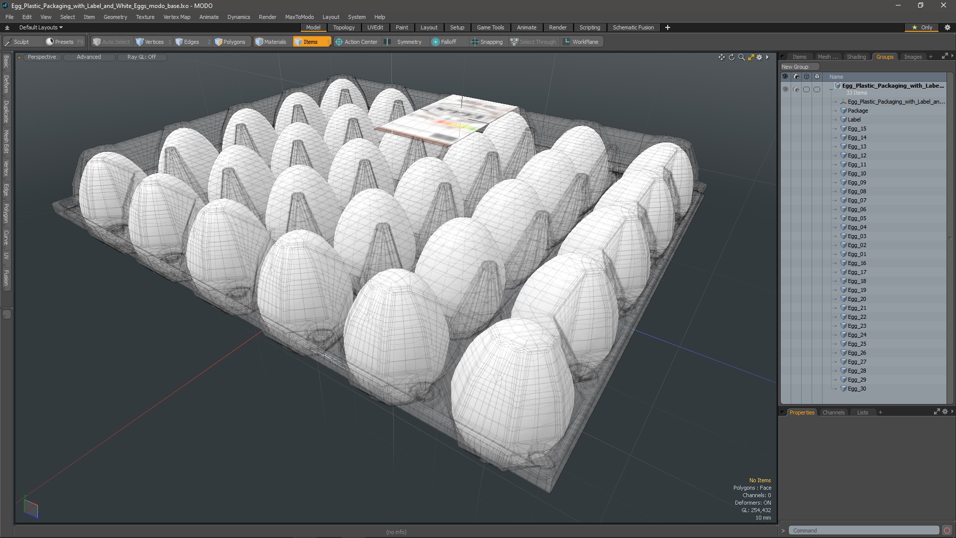 Egg Plastic Packaging with Label and White Eggs 3D