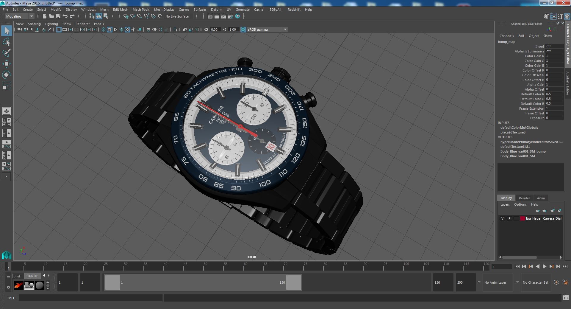 Tag Heuer Carrera Dial Blue 3D