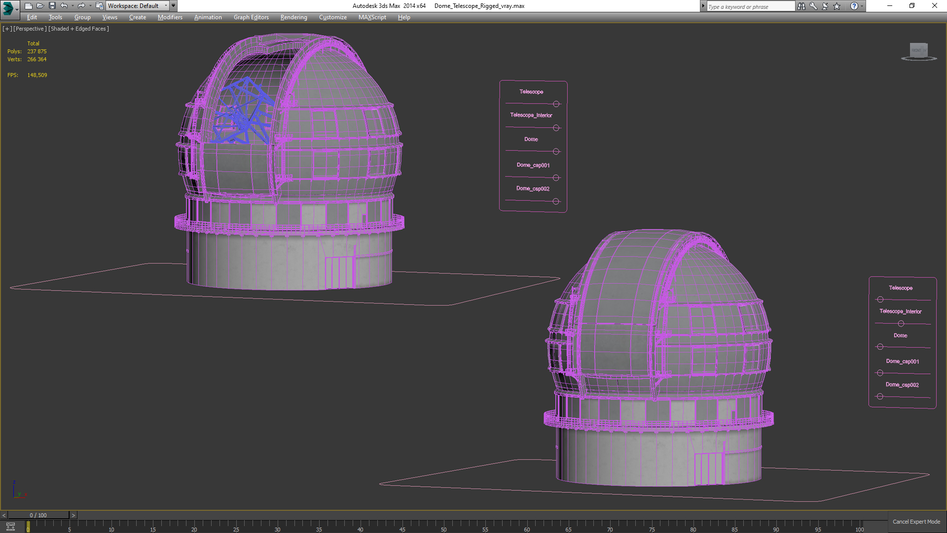 3D Dome Telescope Rigged