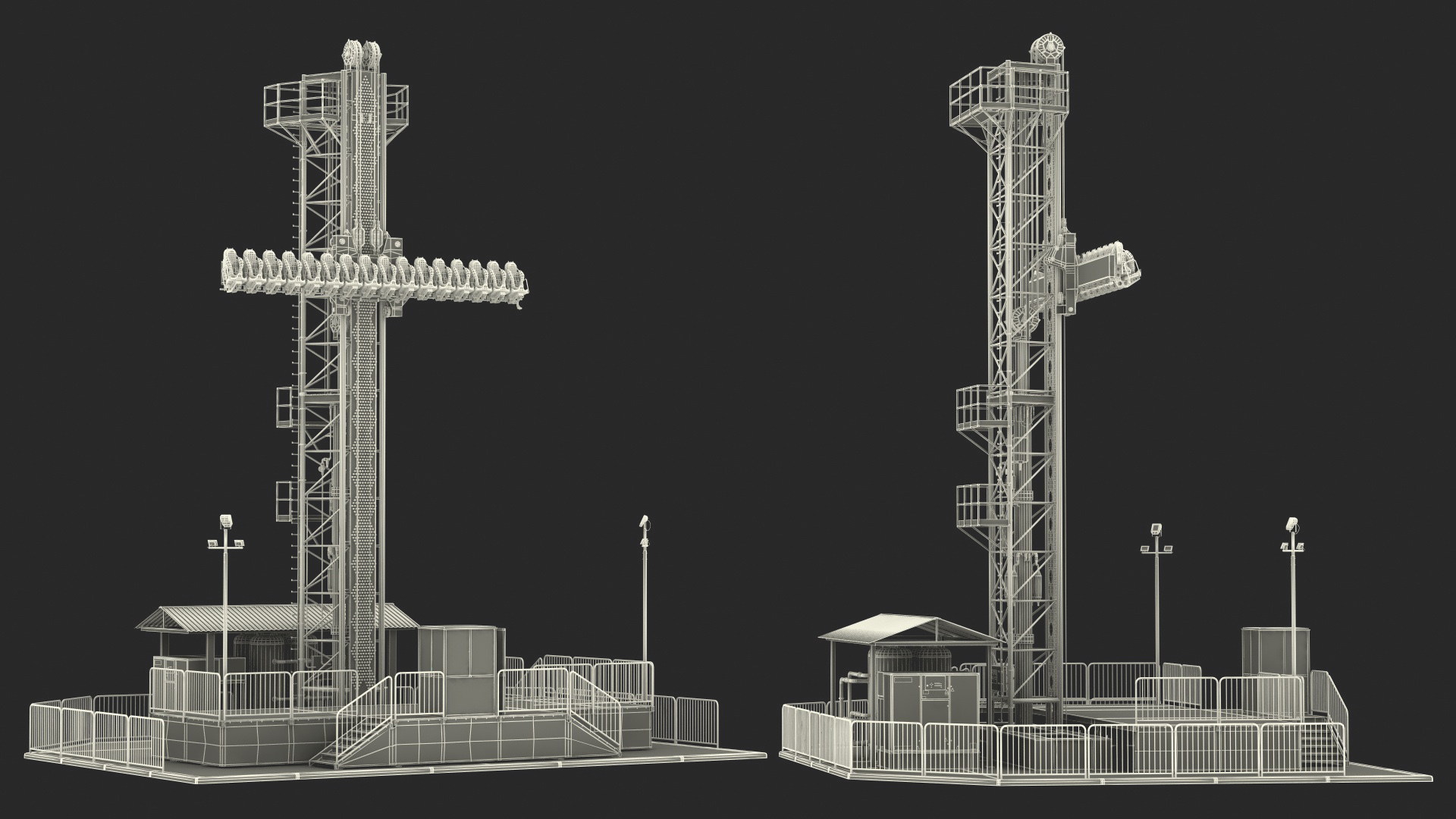 3D model Drop Tower Ride Amusement Park Equipment