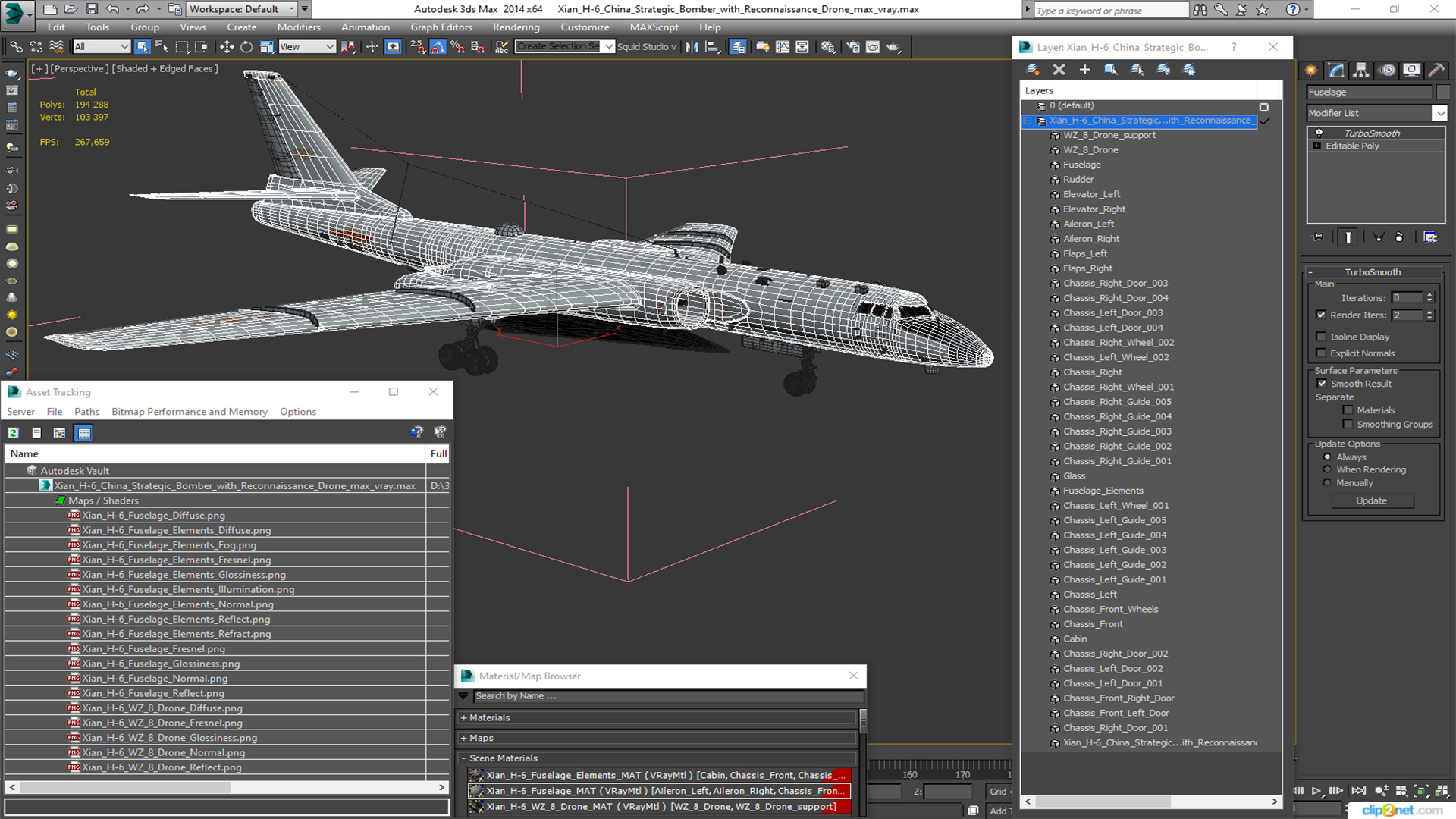 Xian H-6 China Strategic Bomber with Reconnaissance Drone 3D
