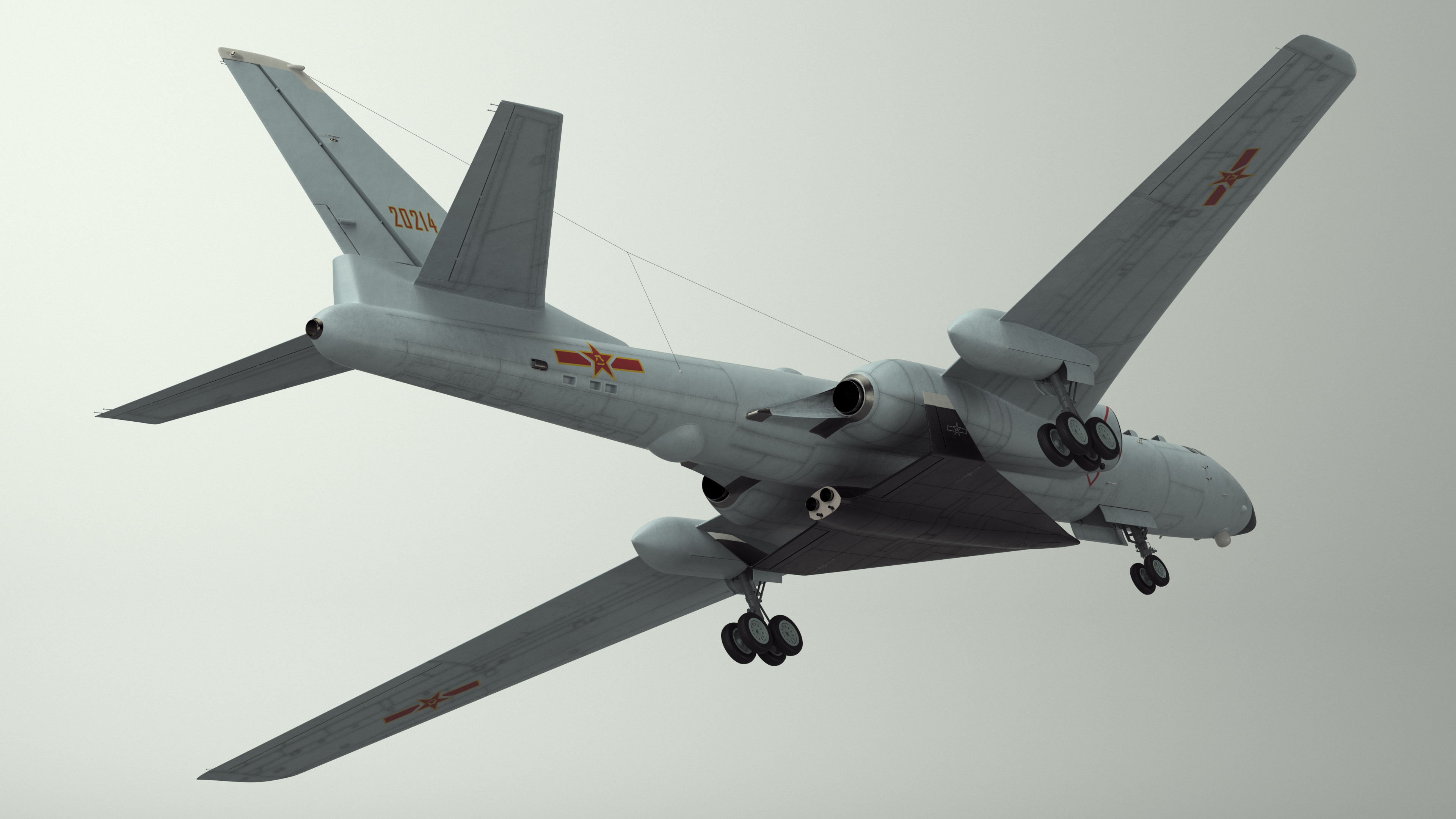 Xian H-6 China Strategic Bomber with Reconnaissance Drone 3D