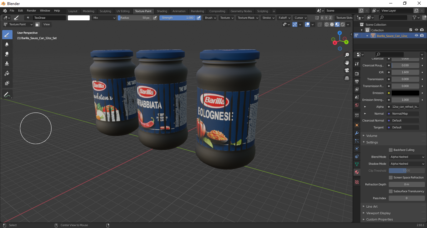 3D Barilla Sauce Can 12oz Set