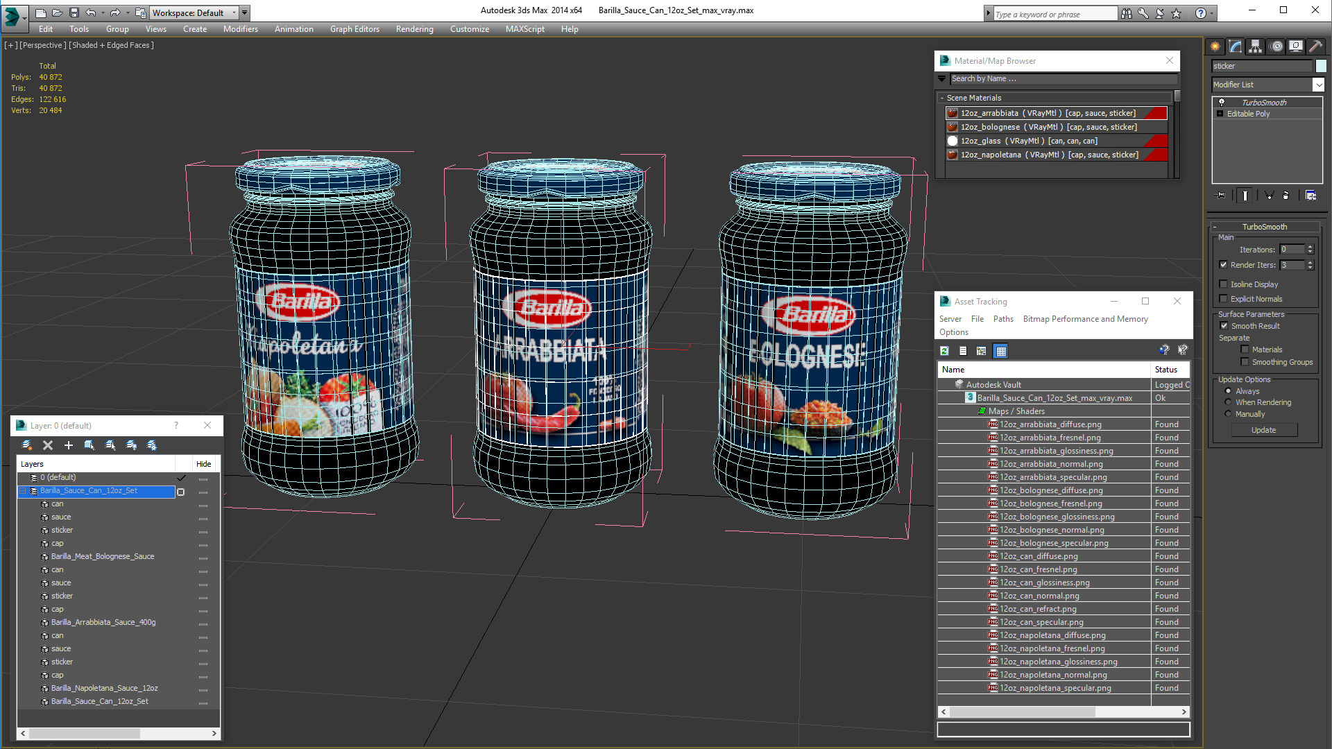 3D Barilla Sauce Can 12oz Set