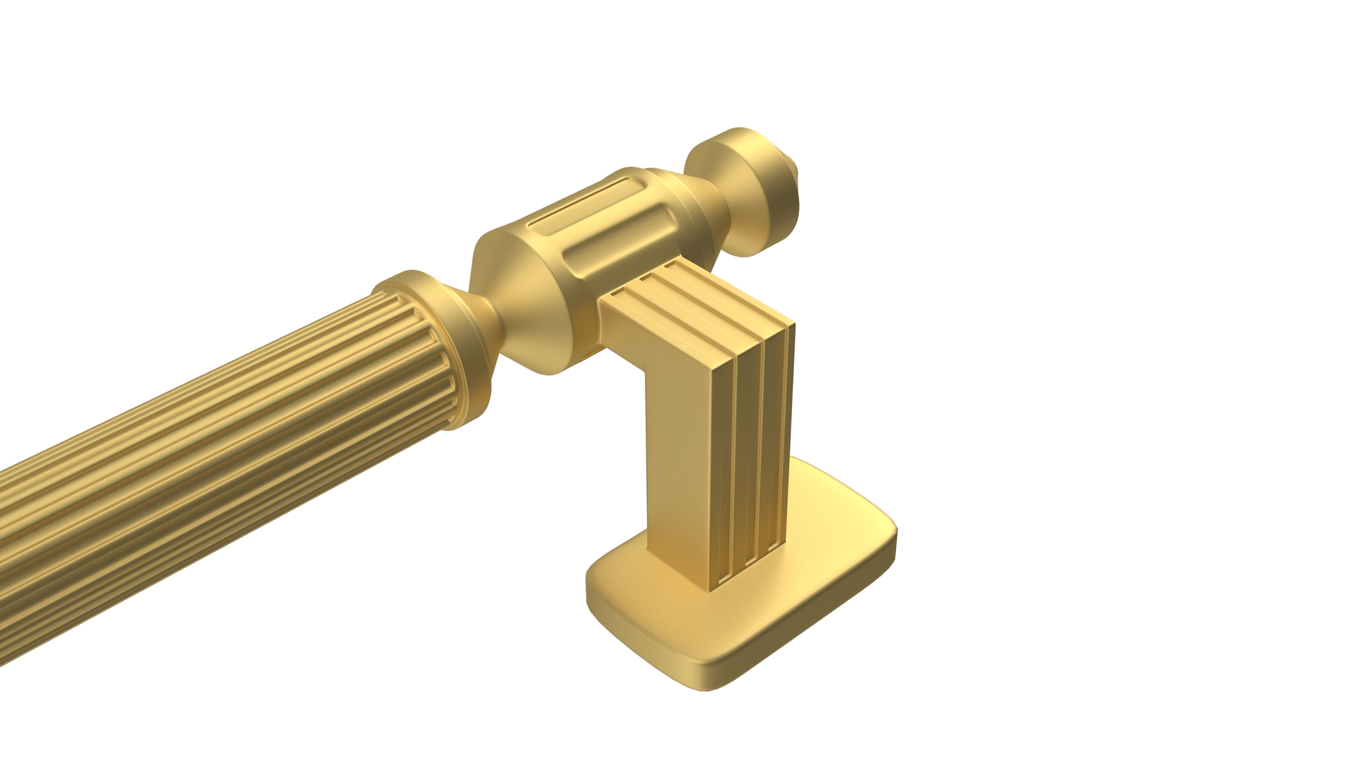 Door Handle Designer Ribbed Gold 3D
